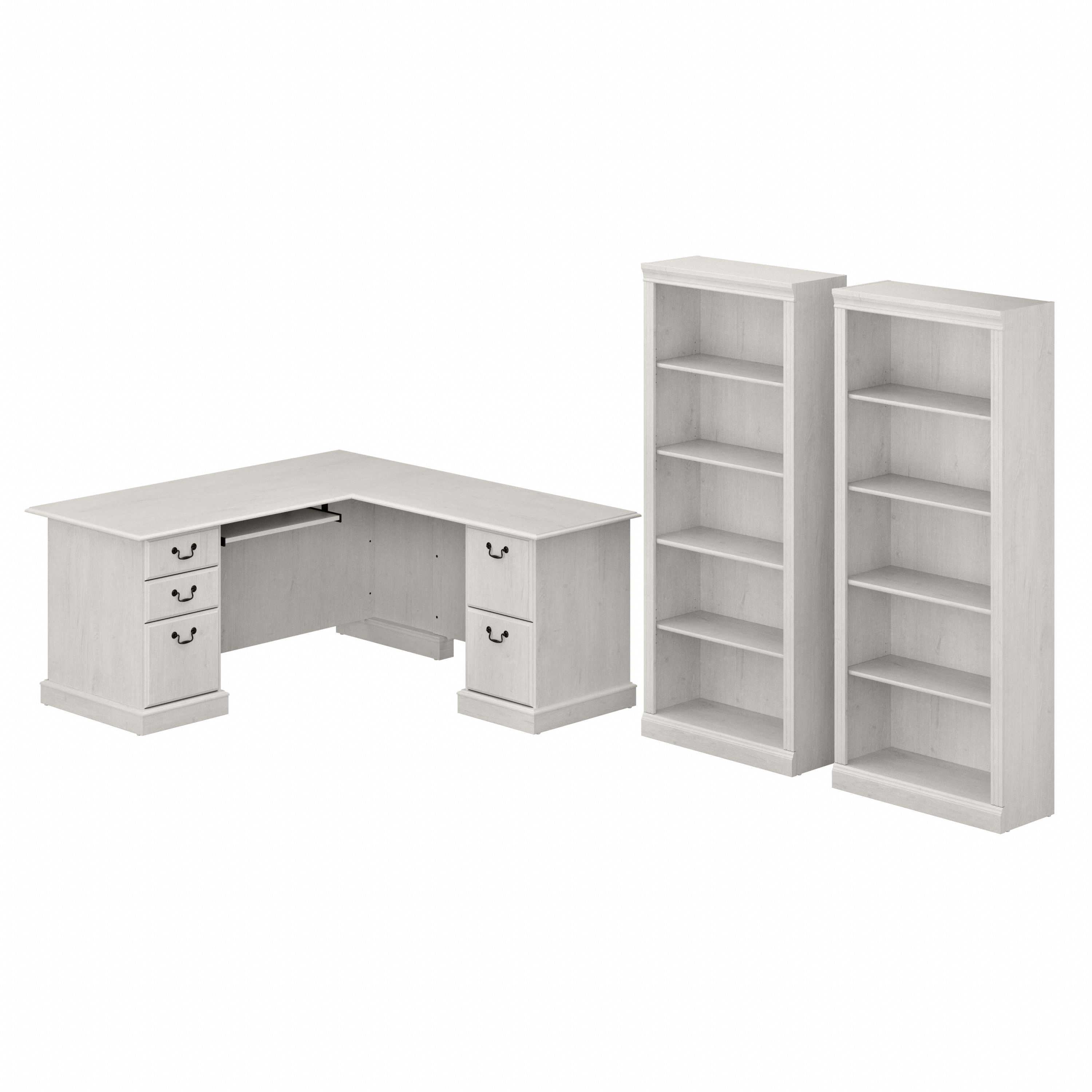 Shop Bush Furniture Saratoga L Shaped Computer Desk and Bookcase Set 02 SAR005LW #color_linen white oak