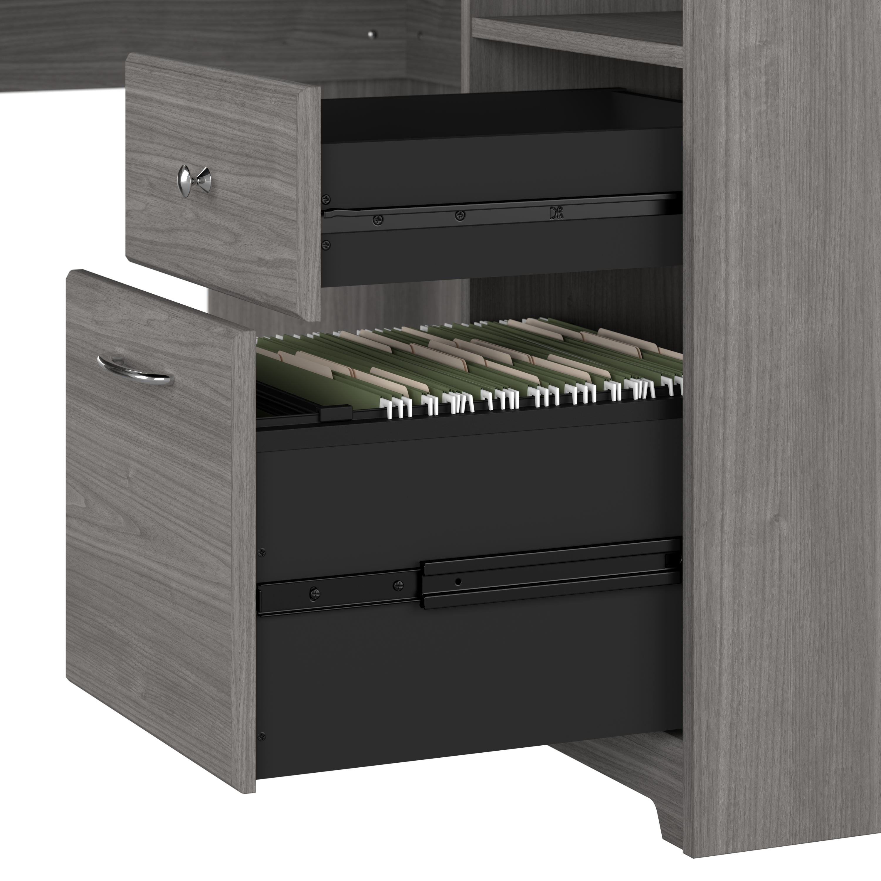 Shop Bush Furniture Cabot 60W L Shaped Computer Desk with Hutch and Storage 07 CAB001MG #color_modern gray