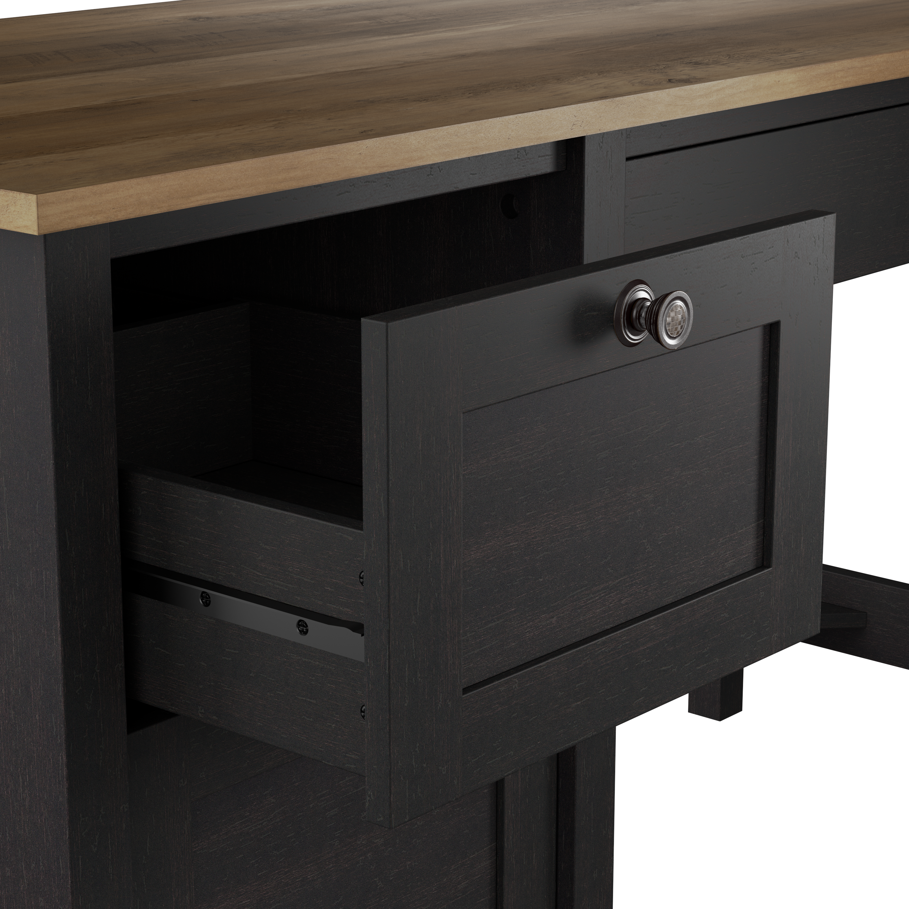 Shop Bush Furniture Mayfield 54W Computer Desk with Drawers 07 MAD254V2P-03 #color_vintage black/reclaimed pine