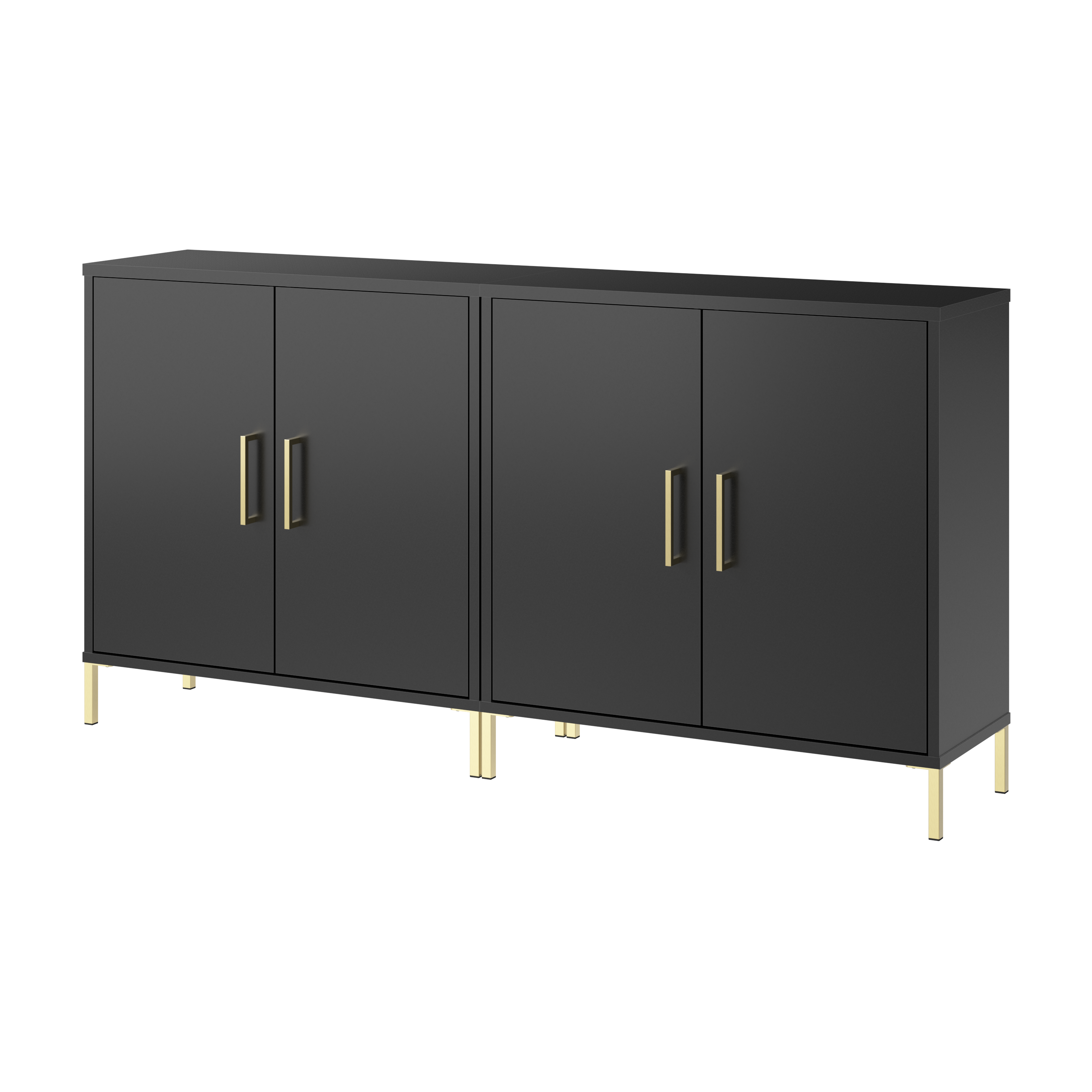 Shop Bush Furniture Soho Low Storage Cabinet with Doors - Set of 2 02 SHH001BL #color_black stipple