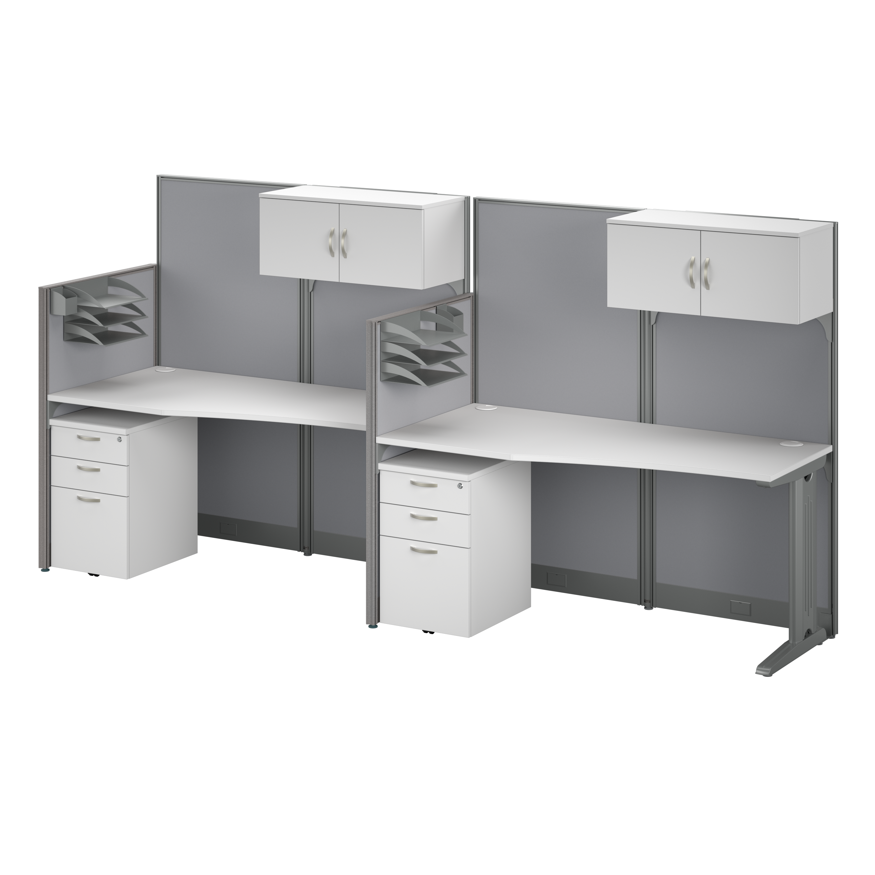 Shop Bush Business Furniture Office in an Hour 2 Person Straight Cubicle Desks with Storage, Drawers, and Organizers 02 OIAH005WH #color_pure white