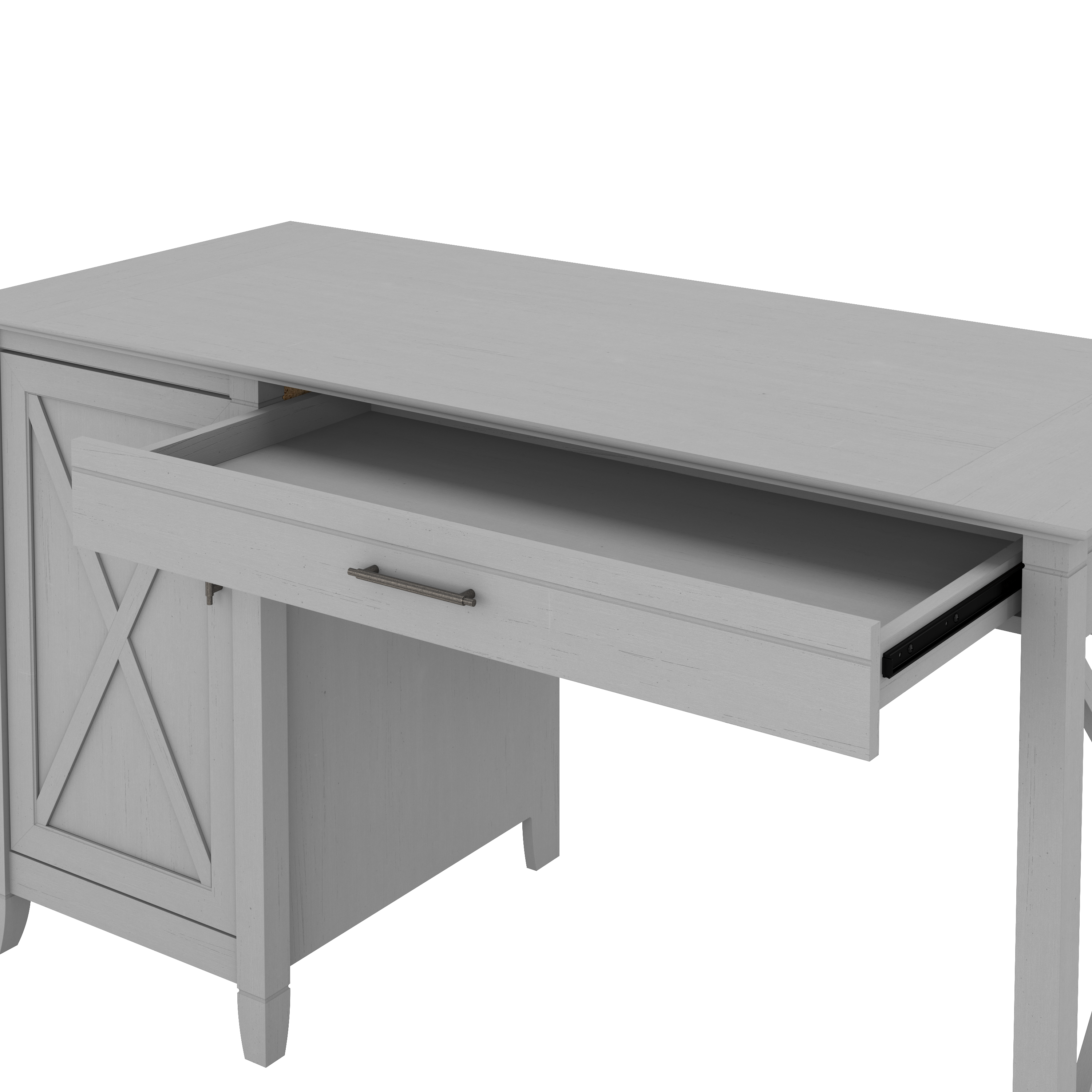 Shop Bush Furniture Key West 54W Computer Desk with 2 Drawer Lateral File Cabinet and 5 Shelf Bookcase 07 KWS009CG #color_cape cod gray