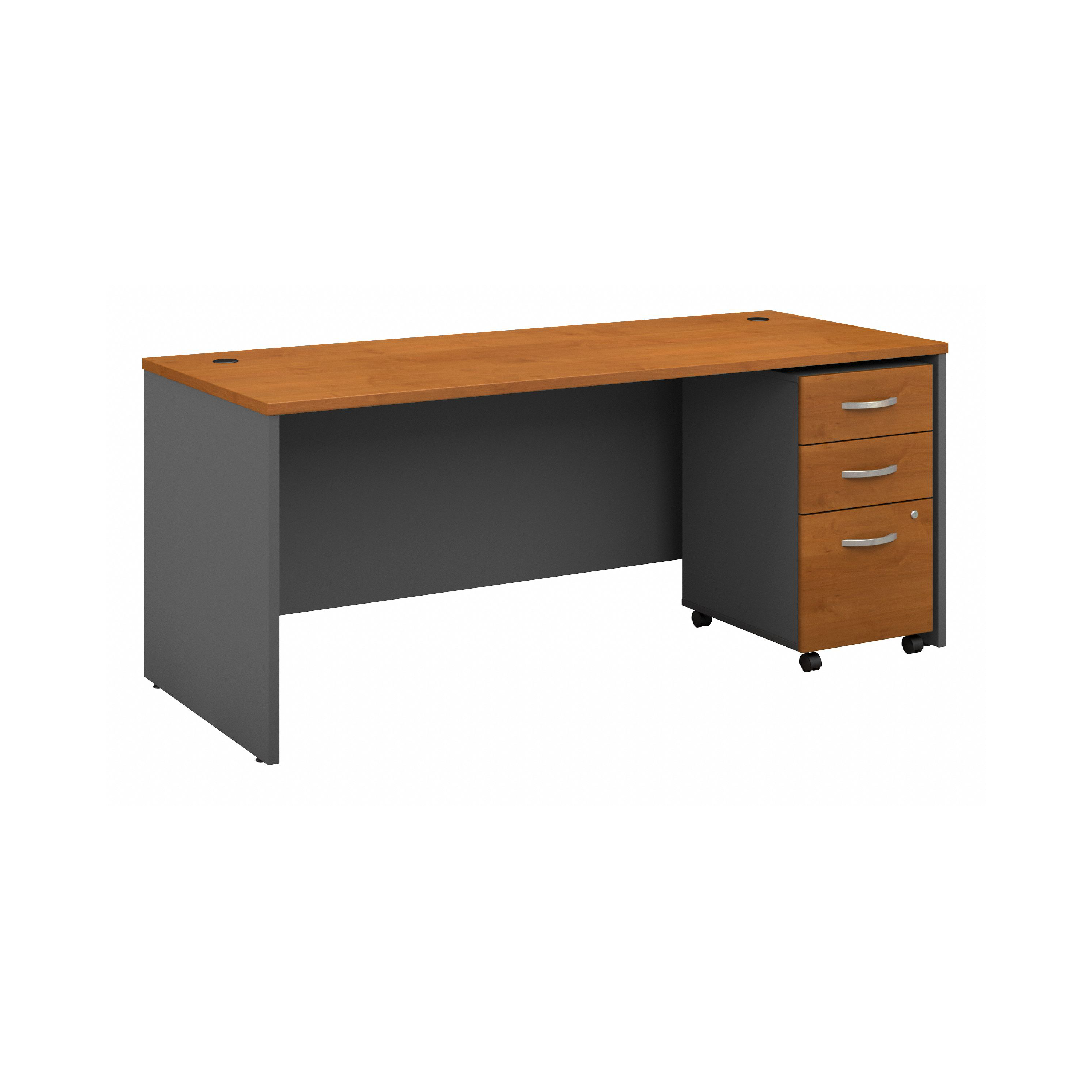 Shop Bush Business Furniture Series C 72W x 30D Office Desk with Mobile File Cabinet 02 SRC113NCSU #color_natural cherry/graphite gray