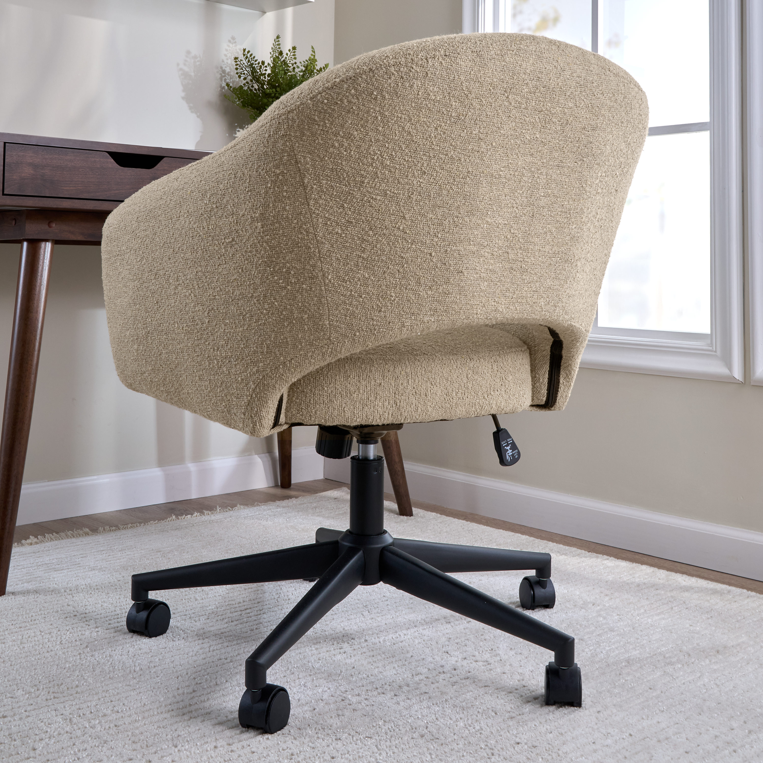 Shop Bush Furniture Fairfax Mid Century Modern Desk Chair for Home Office 04 CH4401CBF-03 #color_cool beige fabric