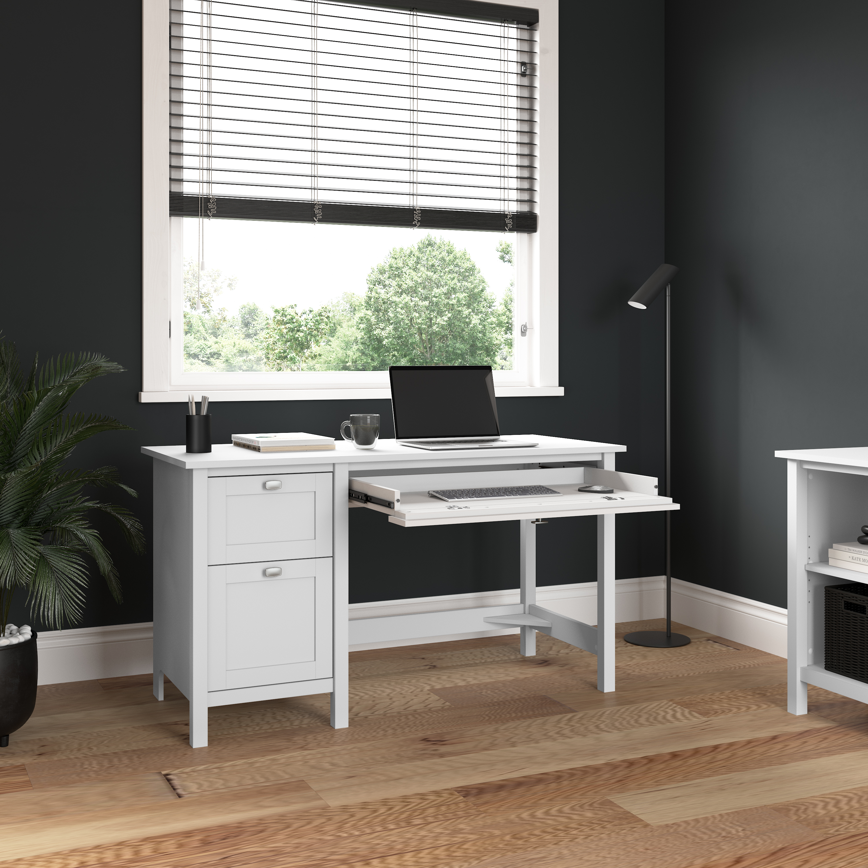 Shop Bush Furniture Broadview 54W Computer Desk with Drawers 03 BDD254WH-03 #color_pure white