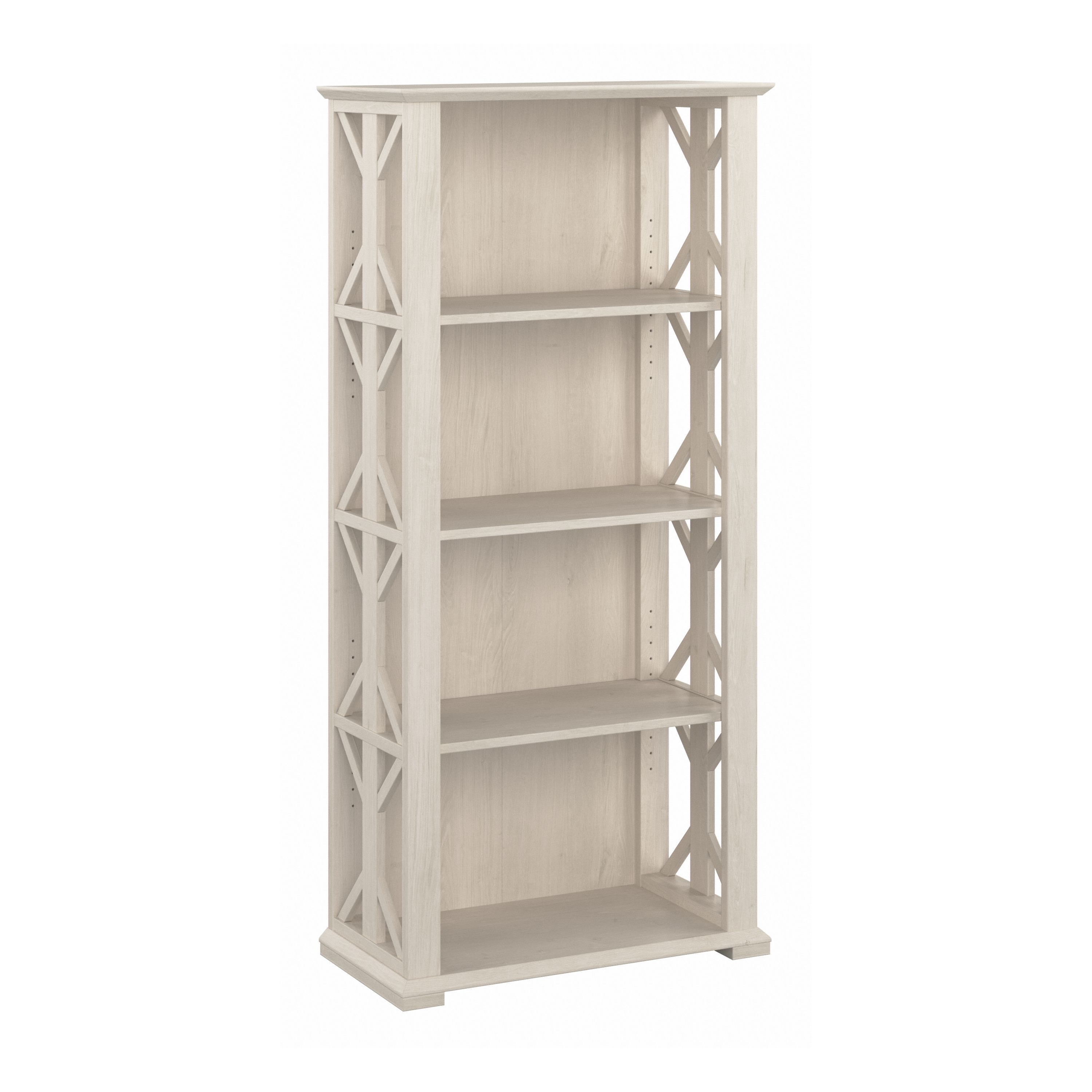 Shop Bush Furniture Homestead 4 Shelf Farmhouse Bookcase 02 HOB166LW-03 #color_linen white oak