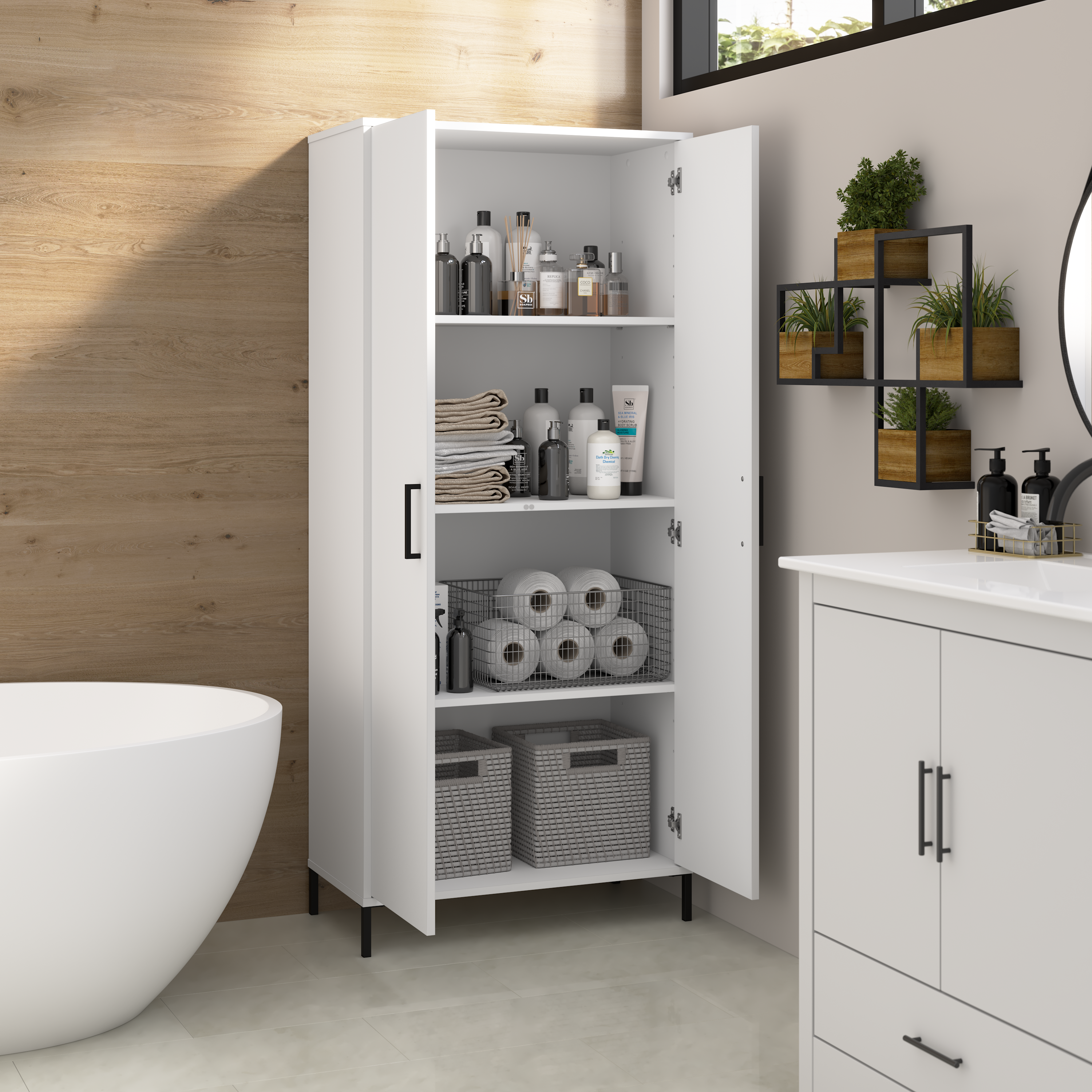 Shop Bush Furniture Soho Bathroom Storage Cabinet 03 SHS129WH-Z2 #color_white