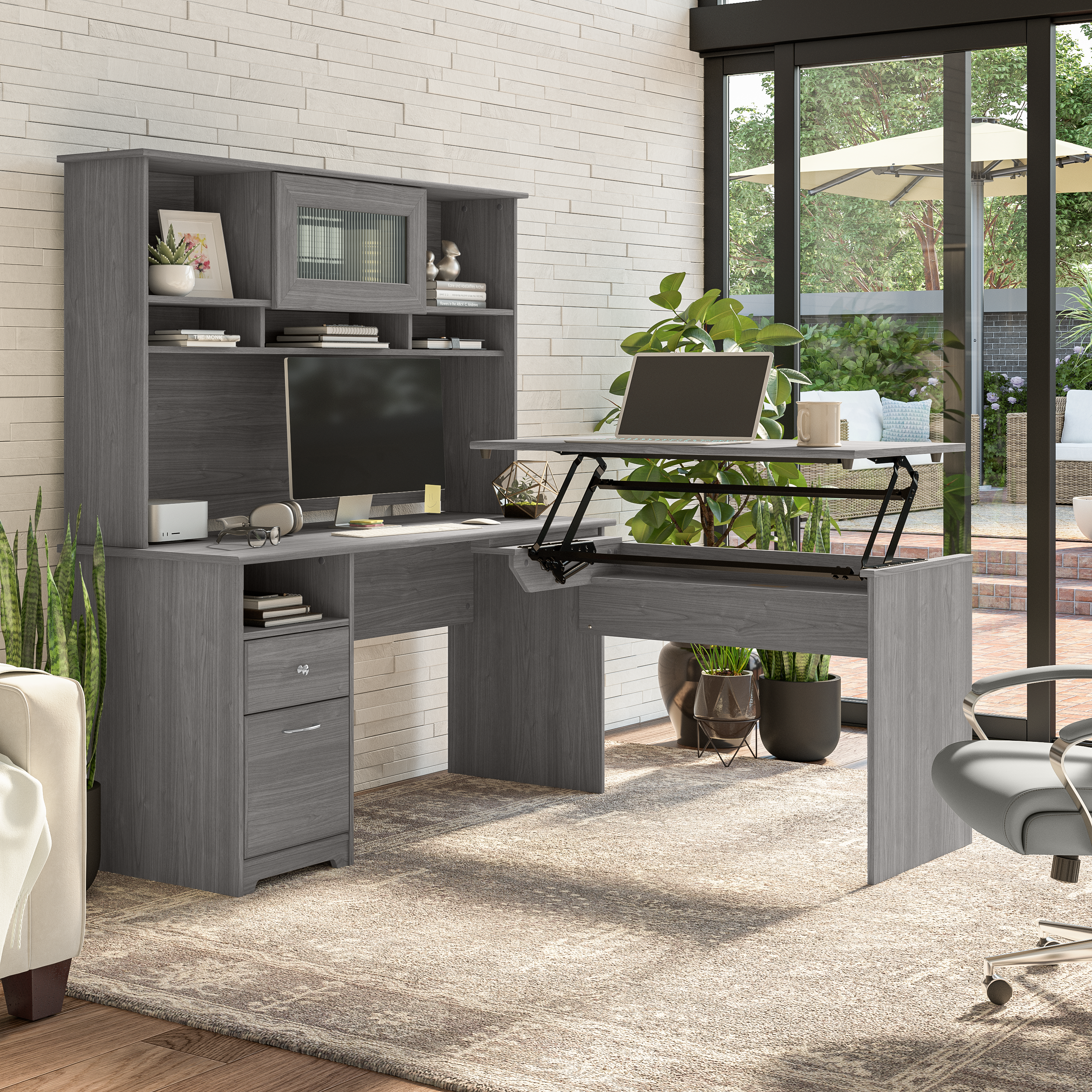 Shop Bush Furniture Cabot 60W Computer Desk with Drawers 05 WC31360 #color_modern gray