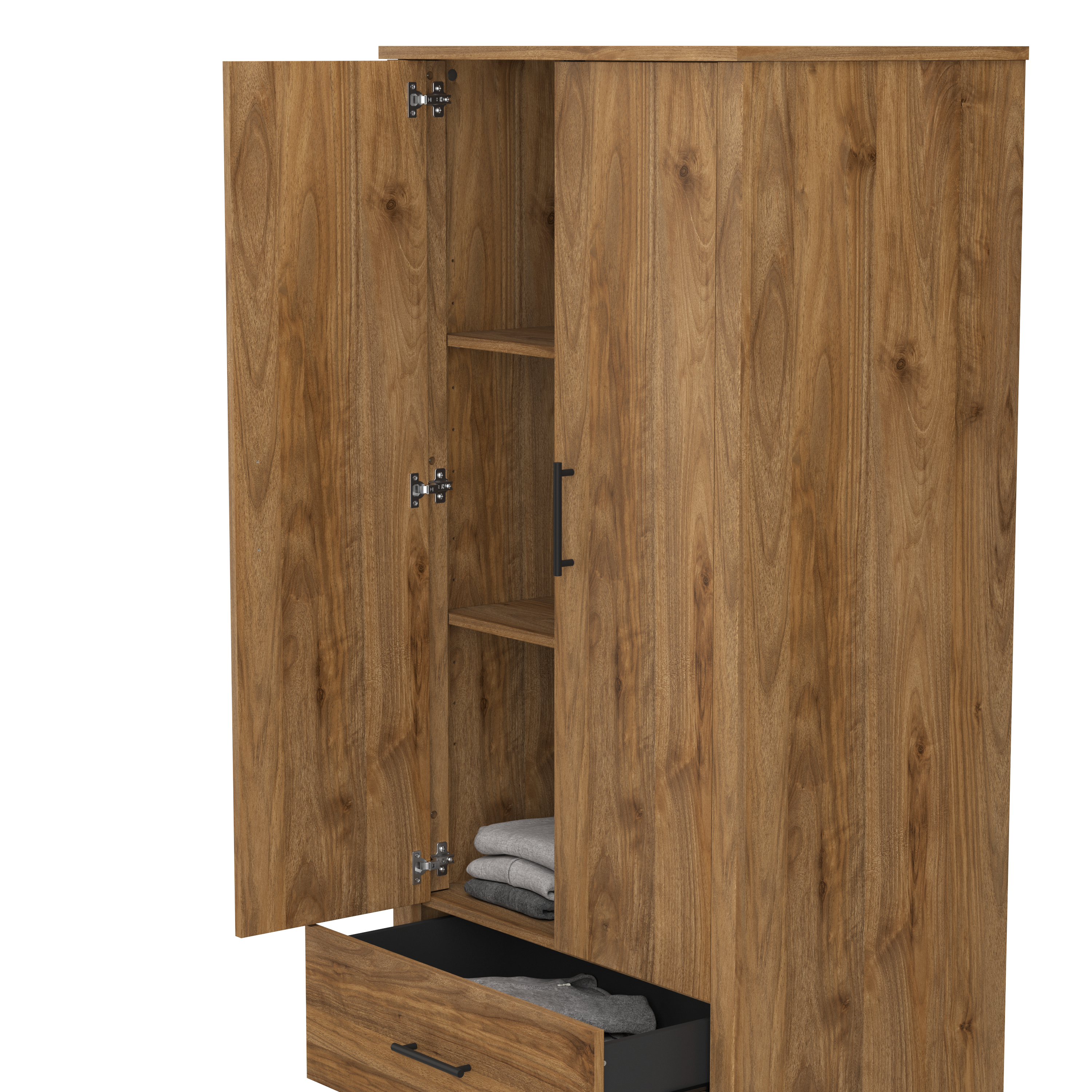 Shop Bush Furniture Somerset Tall Kitchen Pantry Cabinet with Doors and Drawer 08 STS166FWK-Z #color_fresh walnut