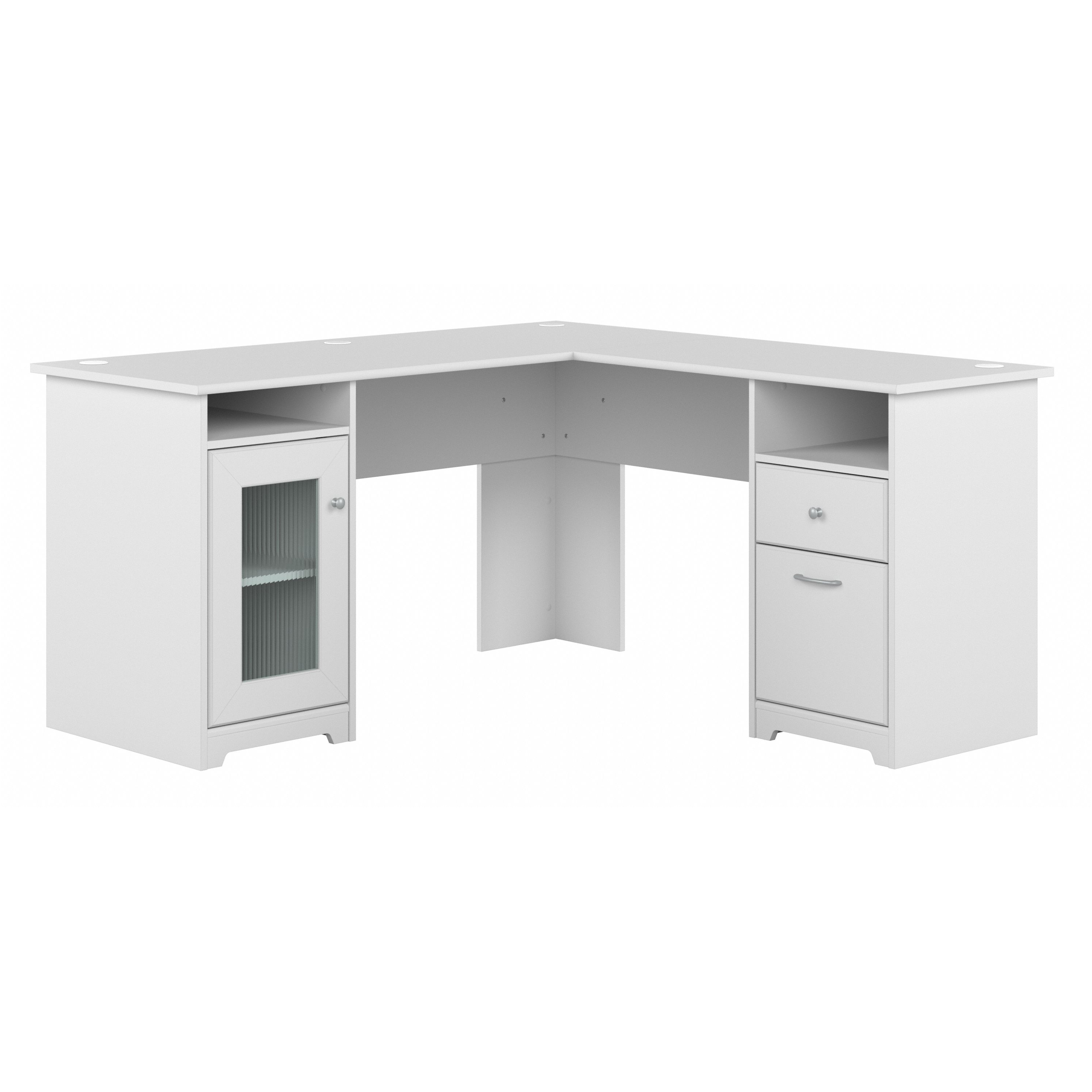 Shop Bush Furniture Cabot 60W L Shaped Computer Desk with Storage 02 WC31930K #color_white