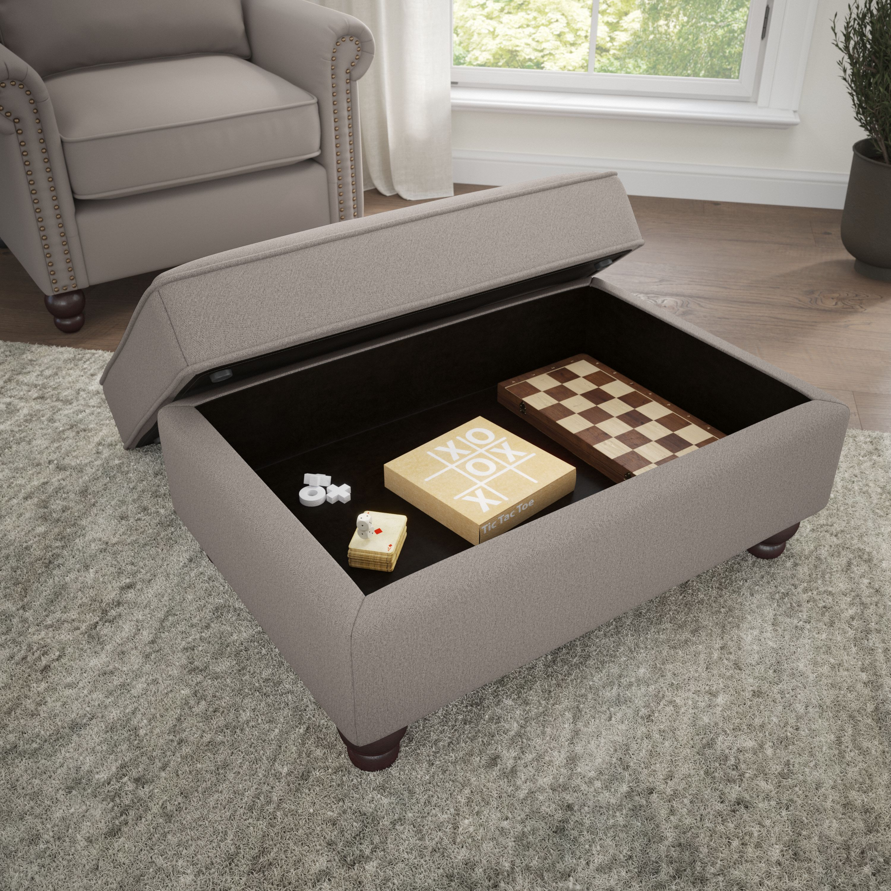 Shop Bush Furniture Coventry Storage Ottoman 03 CVO34BBGH-Z #color_beige herringbone fabric