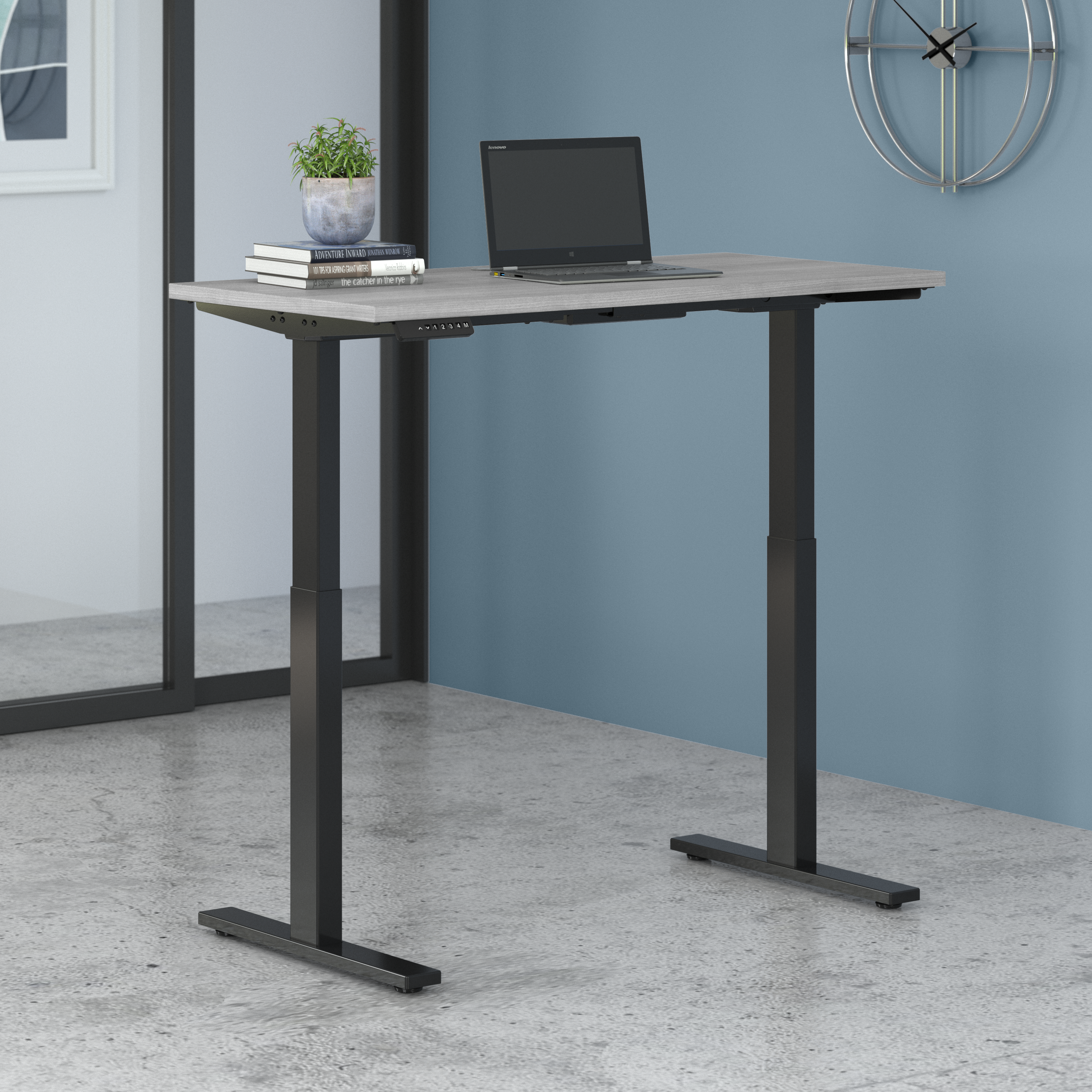 Shop Move 60 Series by Bush Business Furniture 48W x 24D Electric Height Adjustable Standing Desk 01 M6S4824PGBK #color_platinum gray/black powder coat