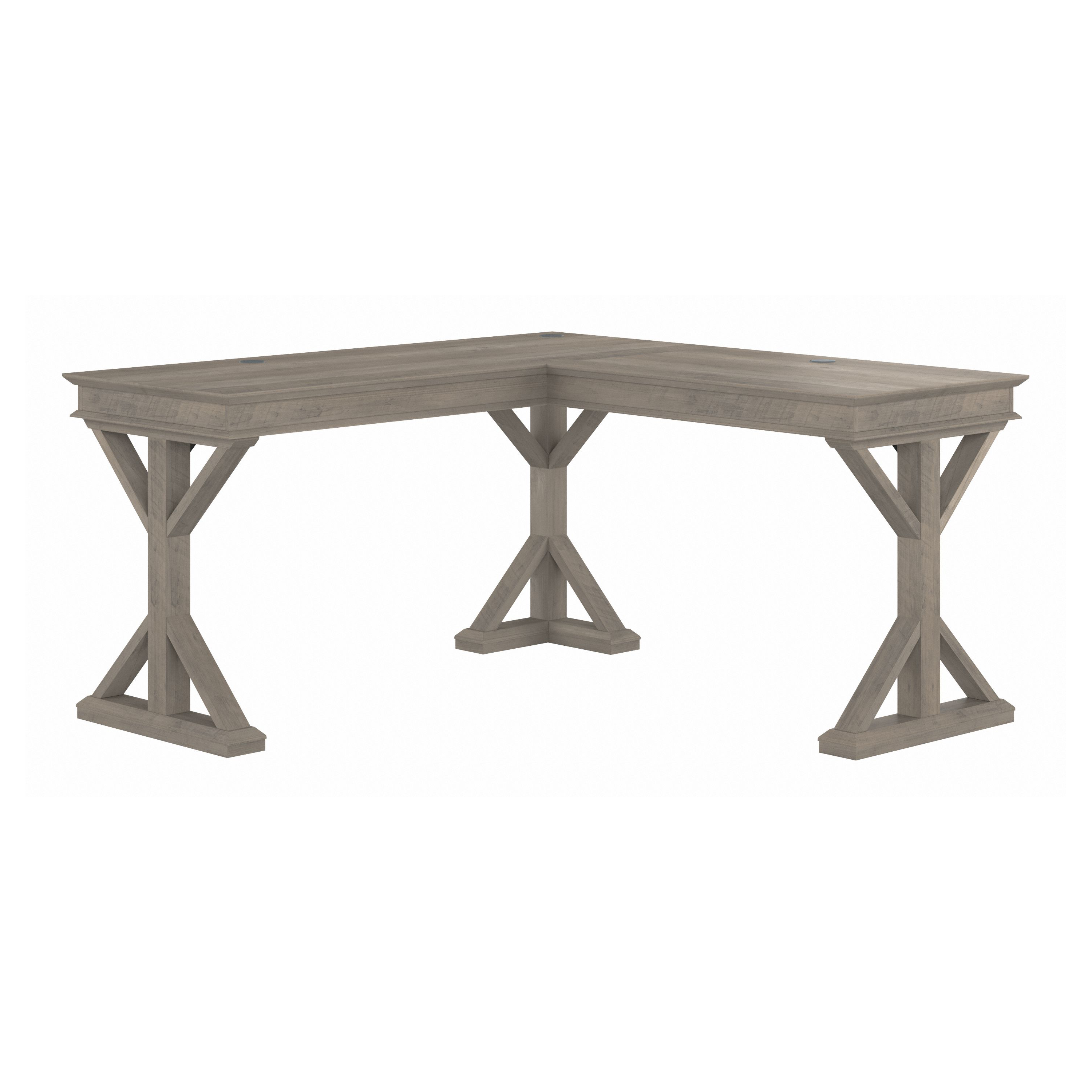 Shop Bush Furniture Homestead 60W Farmhouse L Shaped Desk 02 HOD160DG-03K #color_driftwood gray