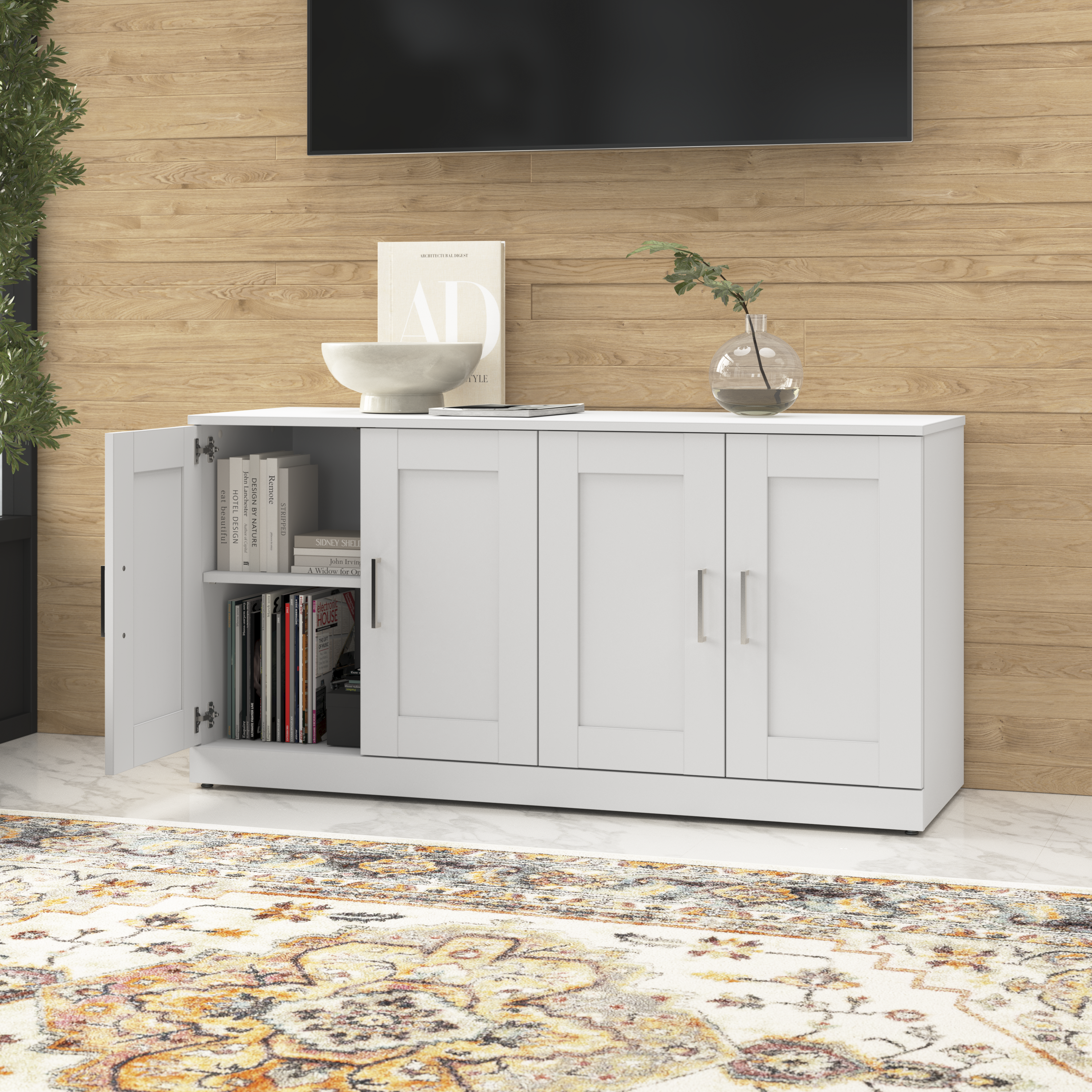 Shop Bush Business Furniture Hampton Heights 60W Bookshelf with Doors 01 HHS260WHK #color_white