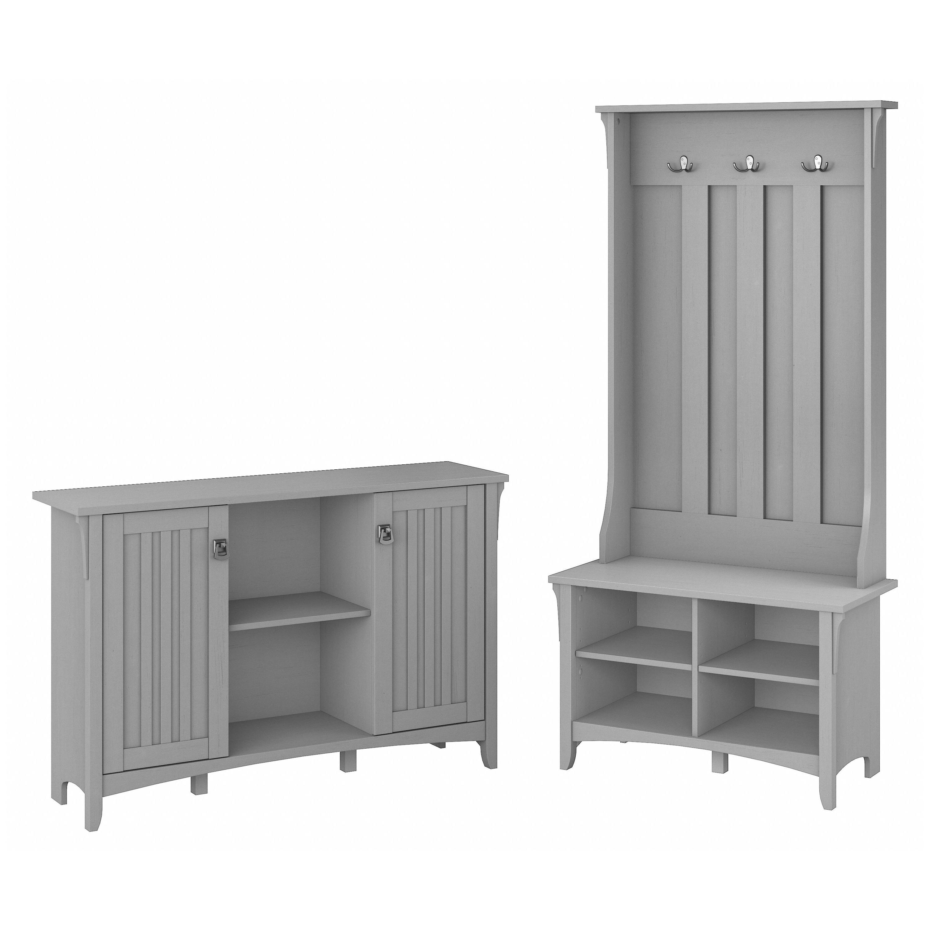 Shop Bush Furniture Salinas Entryway Storage Set with Hall Tree, Shoe Bench and Accent Cabinet 02 SAL008CG #color_cape cod gray