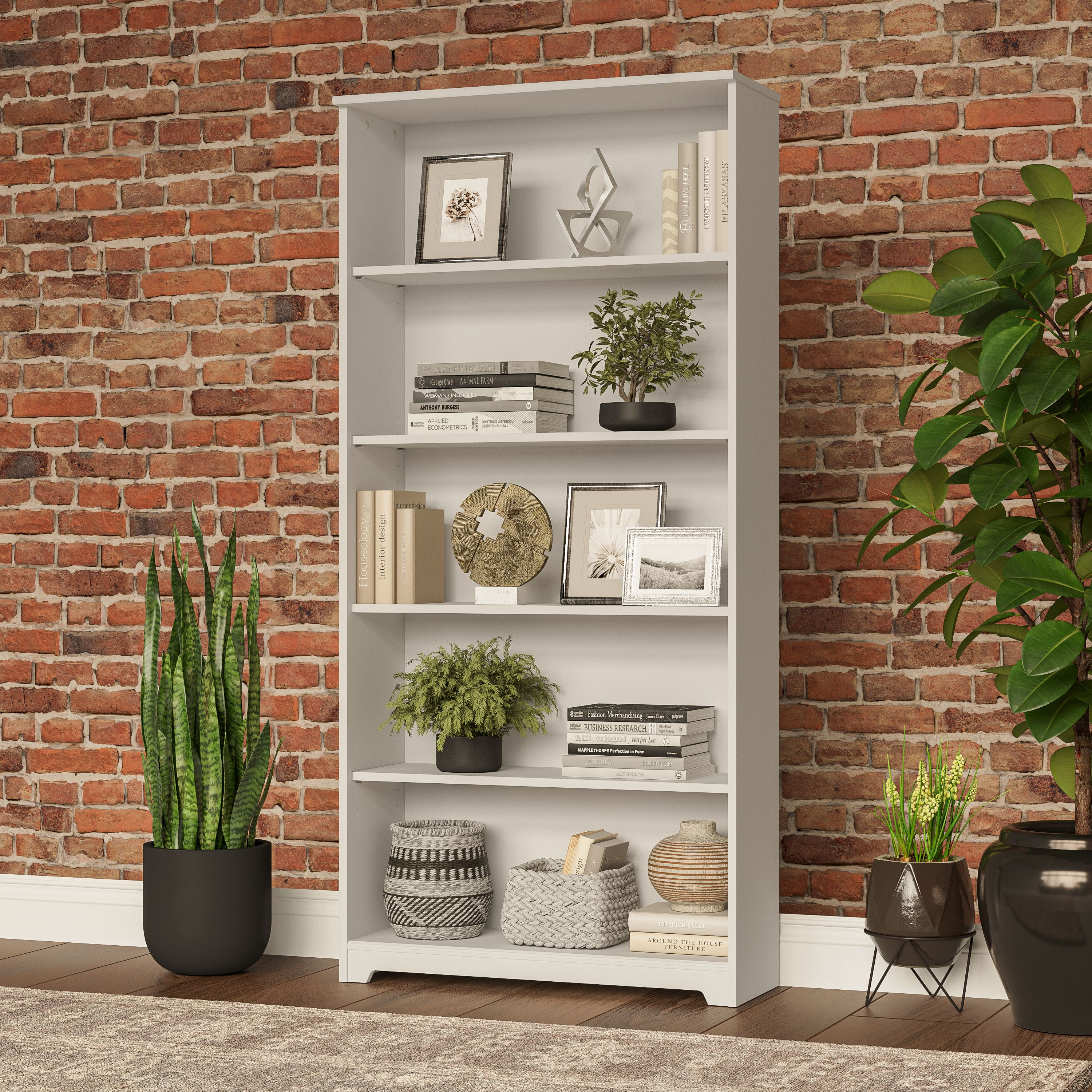 Shop Bush Furniture Cabot Tall 5 Shelf Bookcase 01 WC31966 #color_white