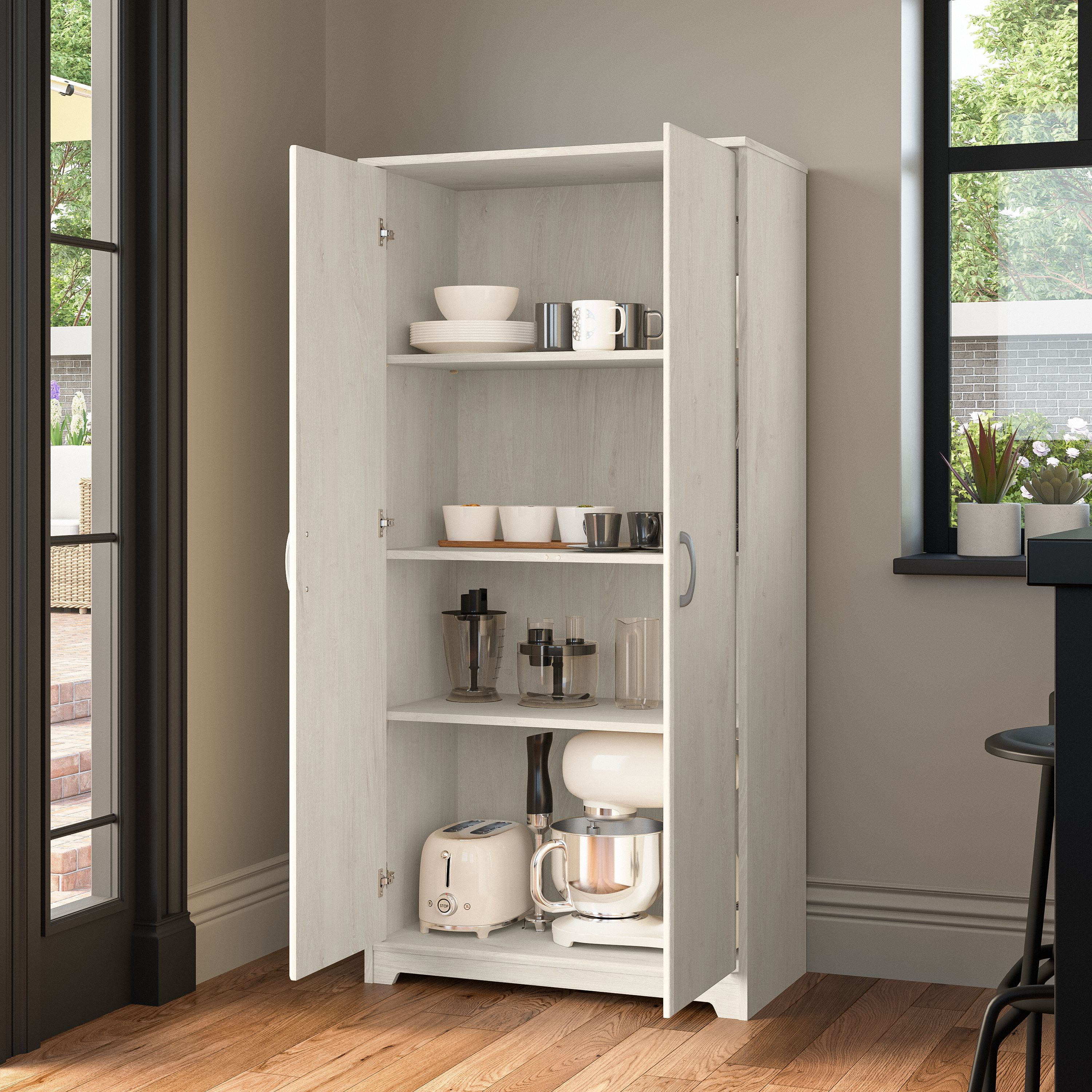 Shop Bush Furniture Cabot Tall Kitchen Pantry Cabinet with Doors 03 WC31199-Z #color_linen white oak