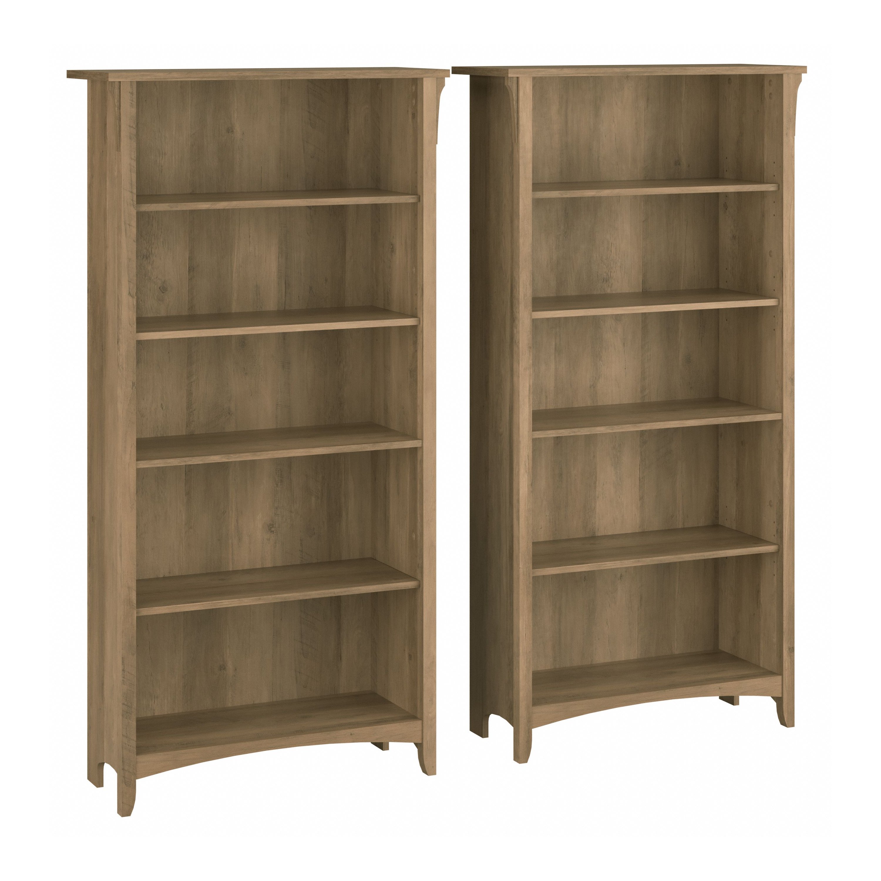 Shop Bush Furniture Salinas Tall 5 Shelf Bookcase - Set of 2 02 SAL036RCP #color_reclaimed pine