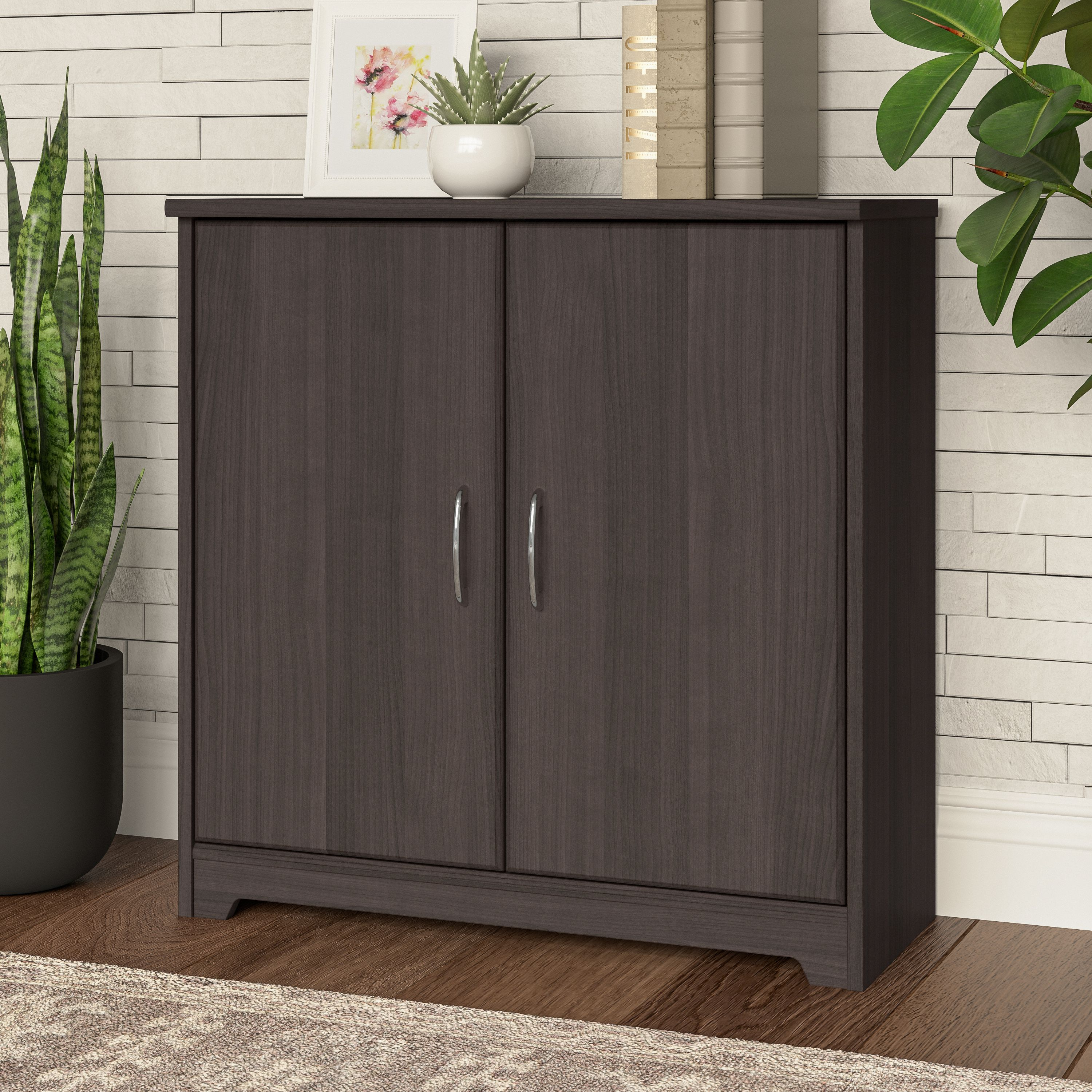 Shop Bush Furniture Cabot Small Storage Cabinet with Doors 01 WC31798 #color_heather gray