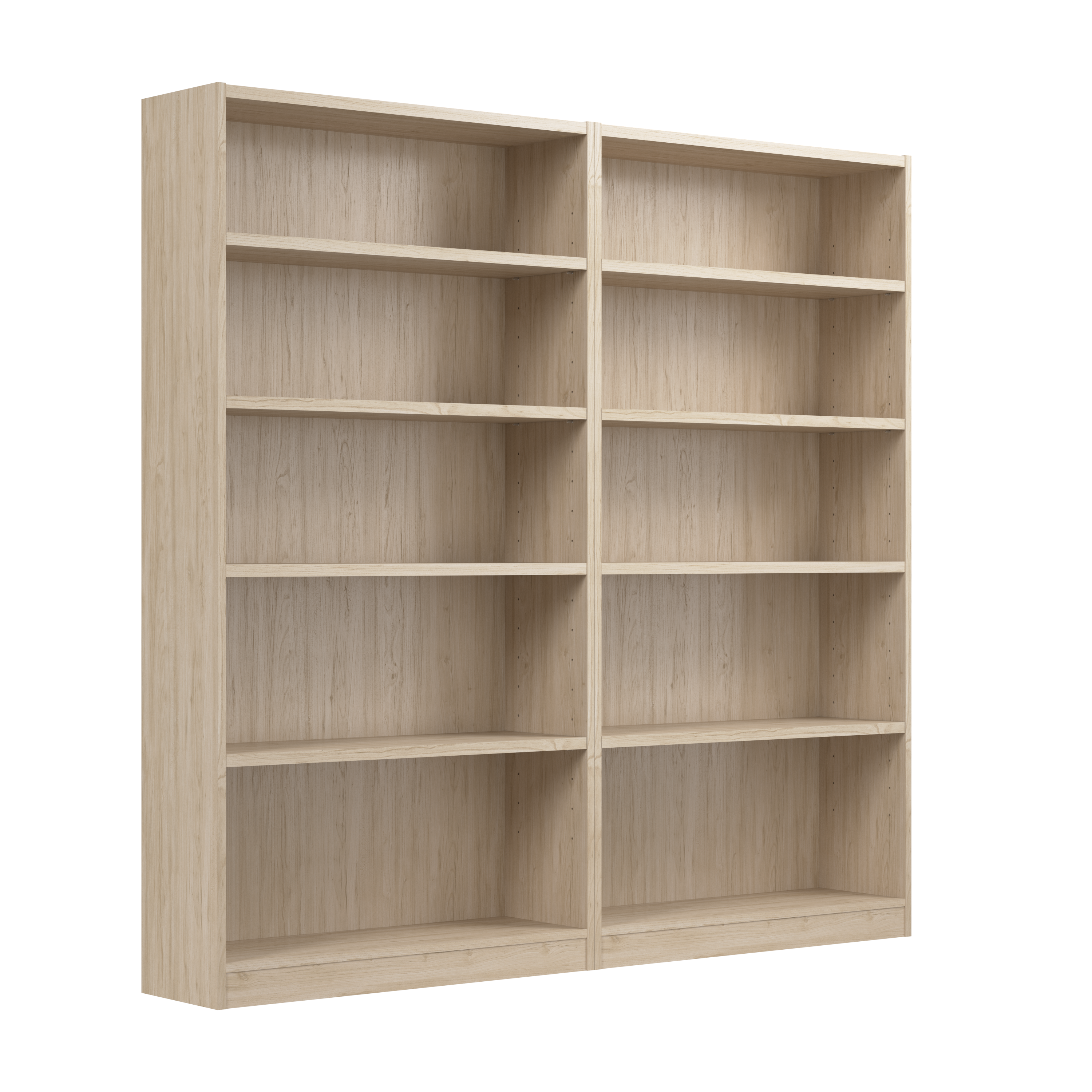 Shop Bush Furniture Universal Tall 5 Shelf Bookcase - Set of 2 02 UB003NE #color_natural elm