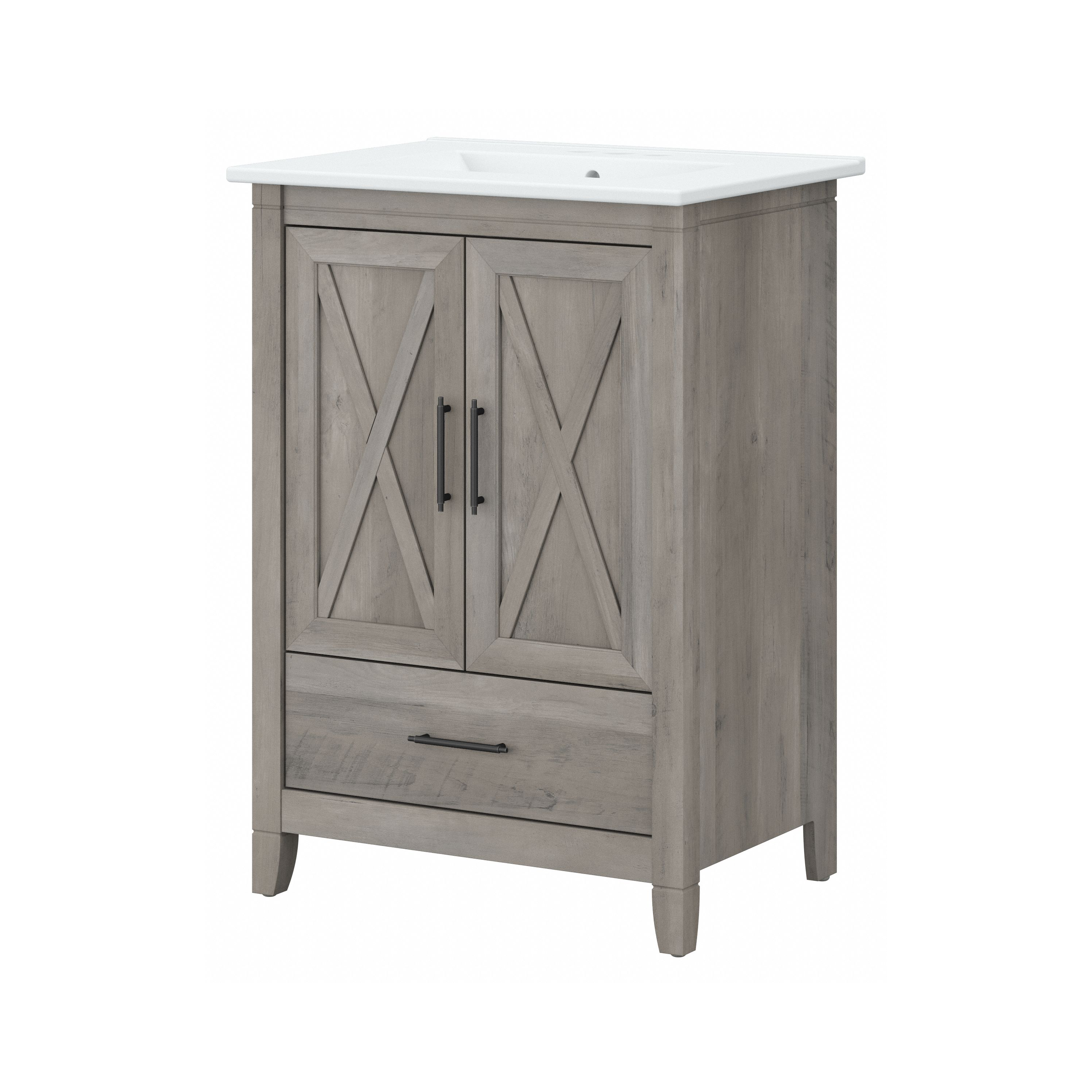 Shop Bush Furniture Key West 24W Bathroom Vanity with Sink 02 KWVN124DG-03K #color_driftwood gray