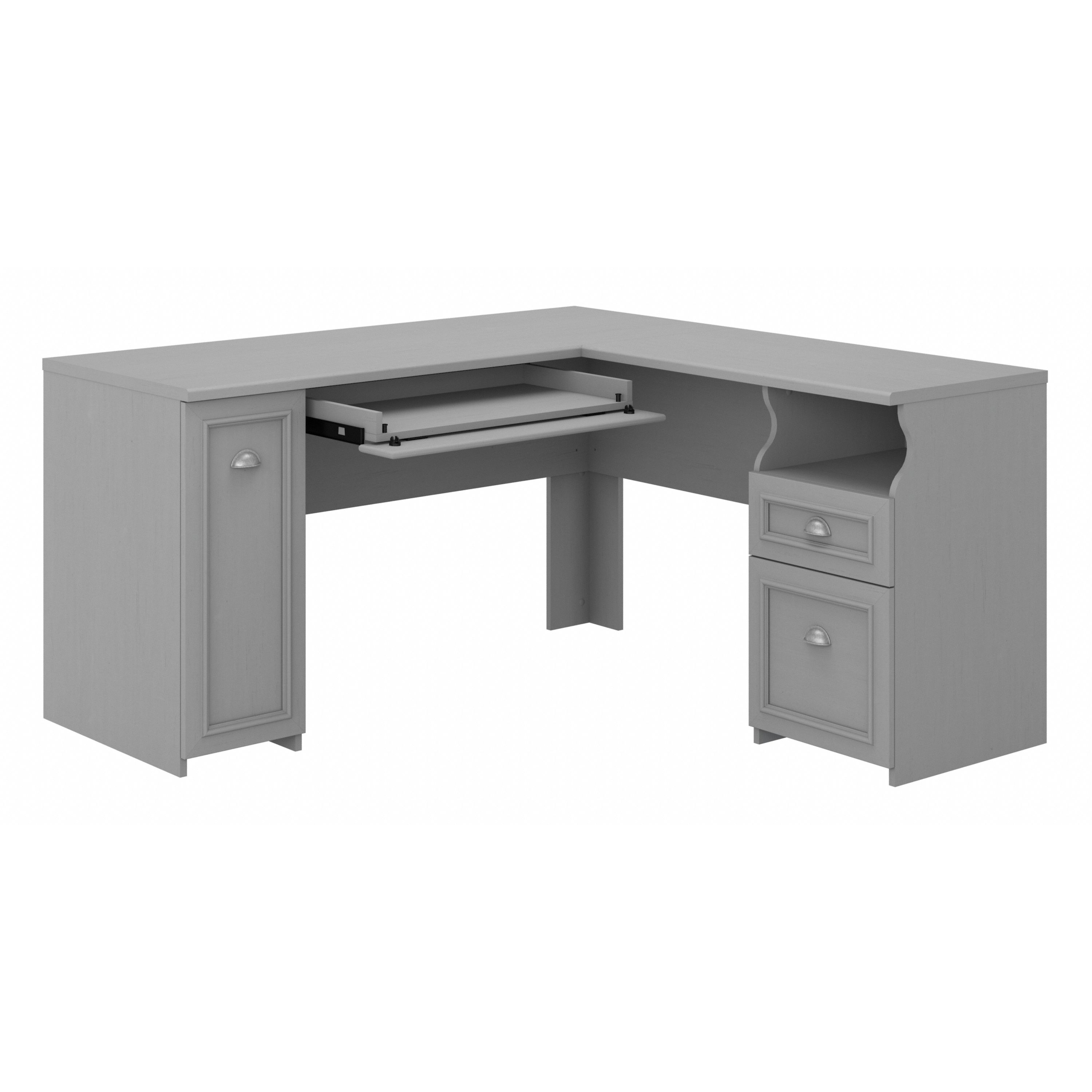 Shop Bush Furniture Fairview 60W L Shaped Desk with Drawers and Storage Cabinet 02 WC53530-03K #color_cape cod gray