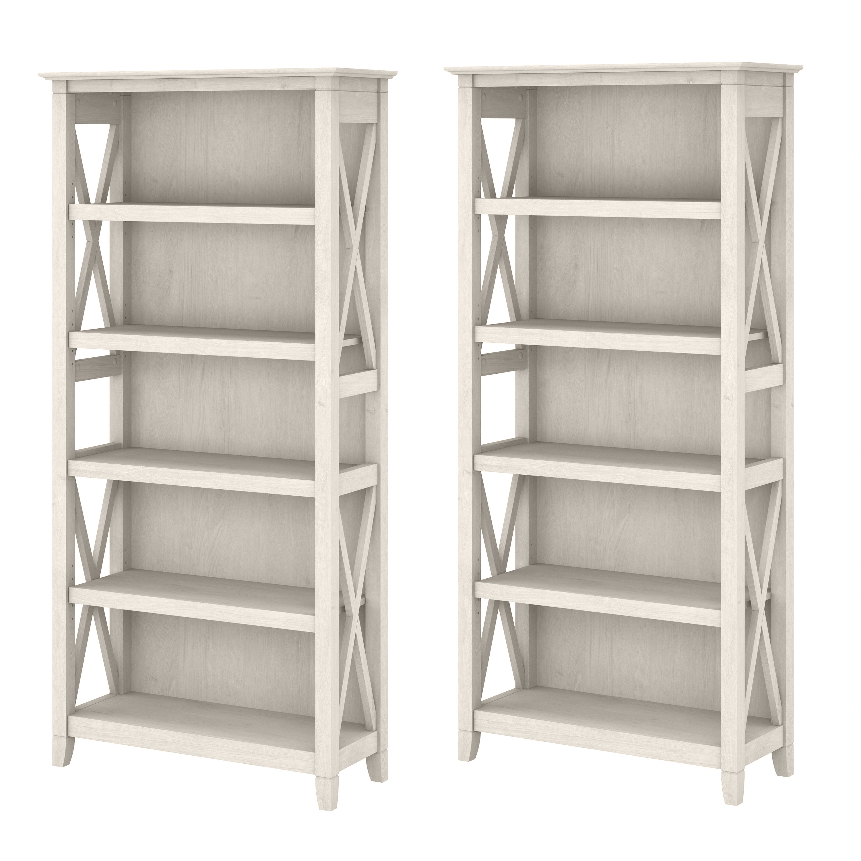 Shop Bush Furniture Key West 5 Shelf Bookcase Set 02 KWS046LW #color_linen white oak