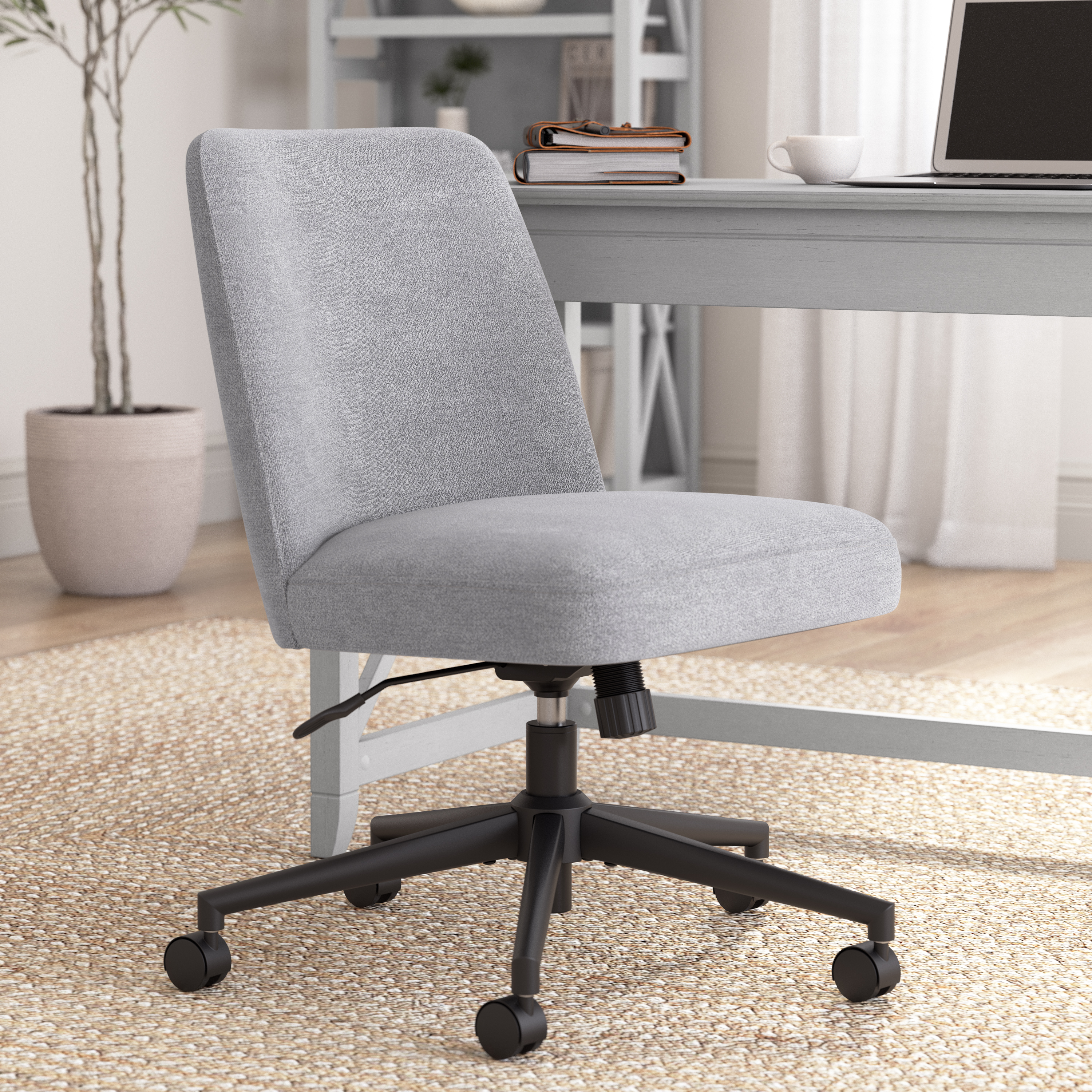 Shop Bush Furniture Serenity Mid Back Armless Office Chair with Wheels 01 CH4101CGF-03 #color_cool gray fabric