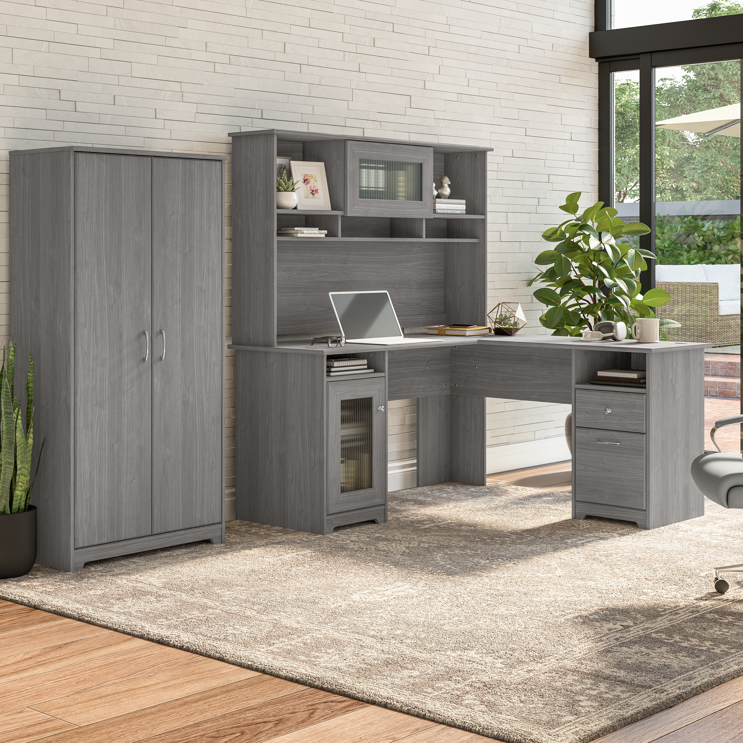 Shop Bush Furniture Cabot Tall Storage Cabinet with Doors 05 WC31399 #color_modern gray