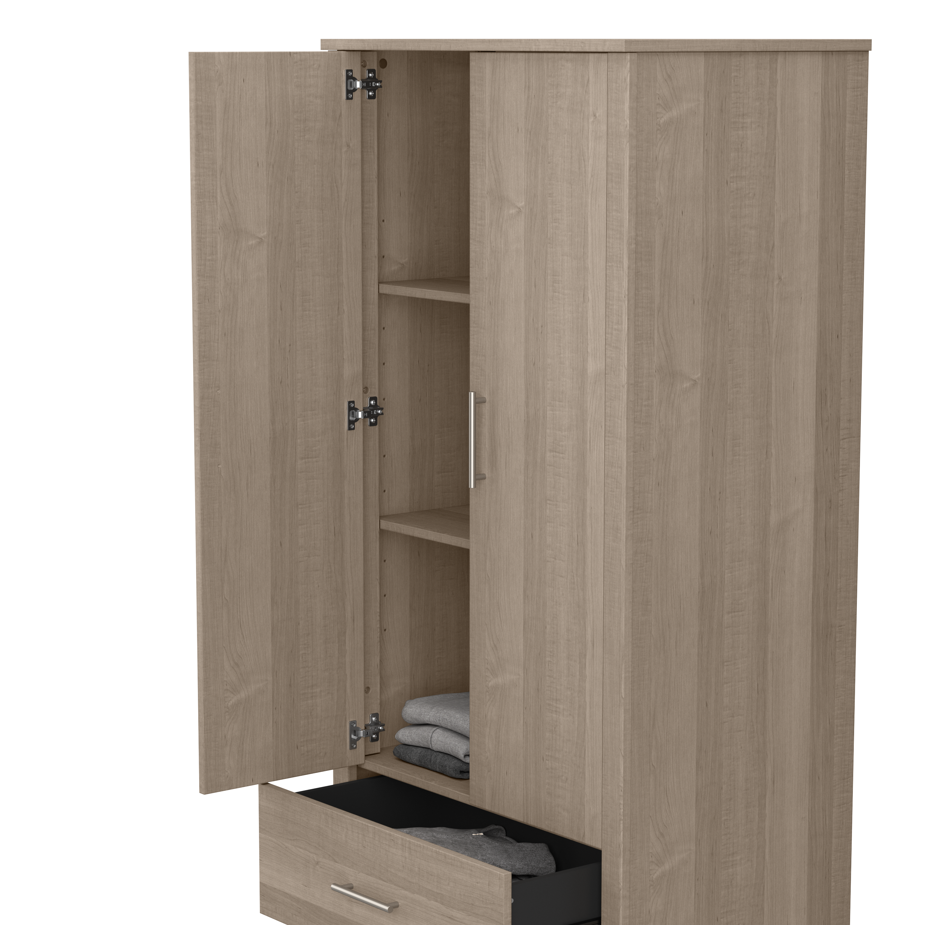 Shop Bush Furniture Somerset Tall Entryway Cabinet with Doors and Drawer 08 STS166AGK-Z1 #color_ash gray