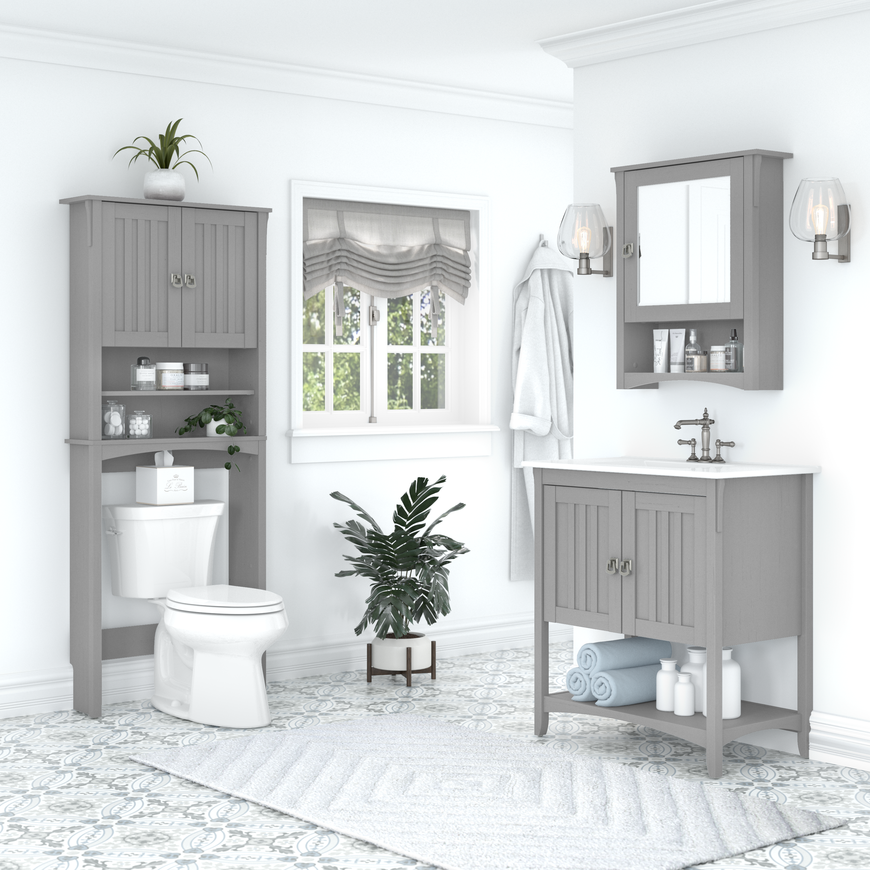 Shop Bush Furniture Salinas 32W Bathroom Vanity with Sink 05 SAVN132CG-03K #color_cape cod gray