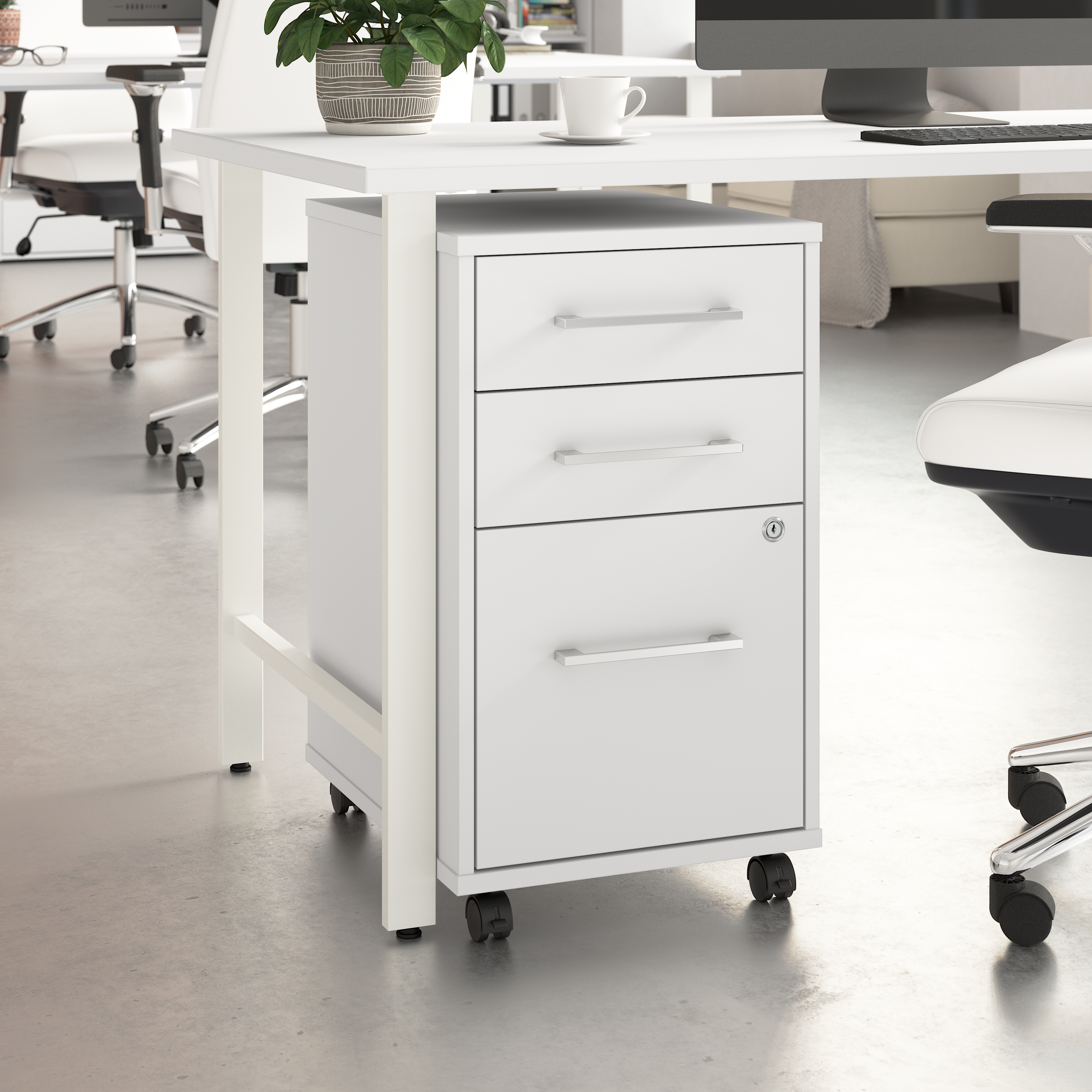 Shop Bush Business Furniture Hustle 3 Drawer Mobile File Cabinet 01 HUF116WH #color_white