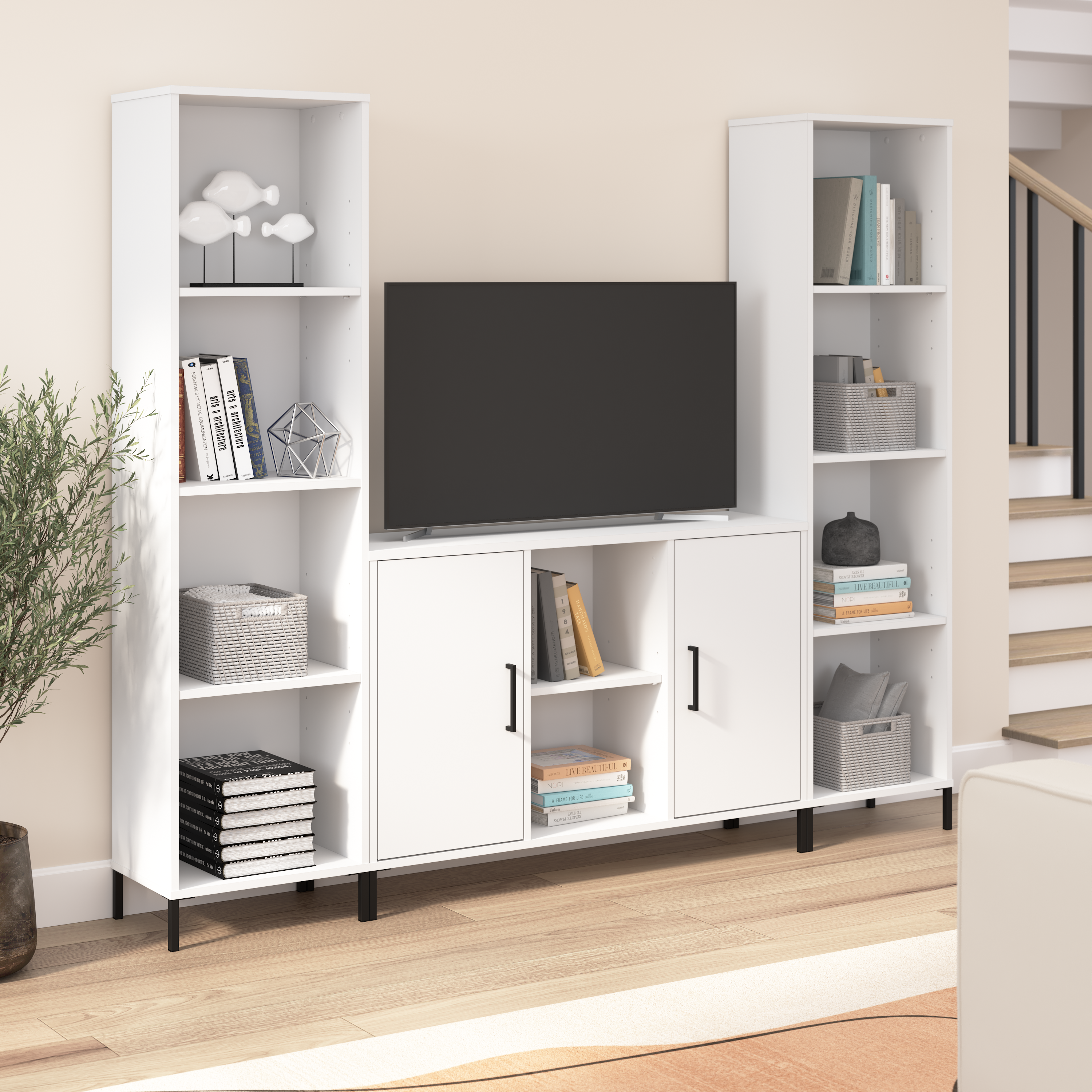 Shop Bush Furniture Essence Accent Cabinet with Doors 08 ESS143WH #color_white