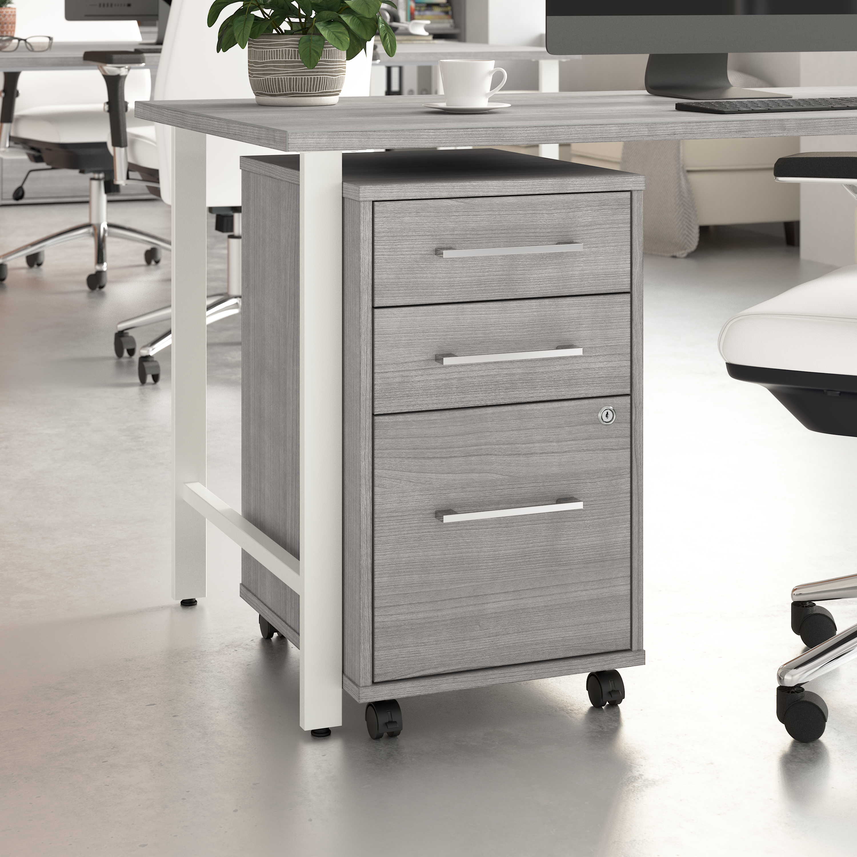 Shop Bush Business Furniture Hustle 3 Drawer Mobile File Cabinet 01 HUF116PG #color_platinum gray