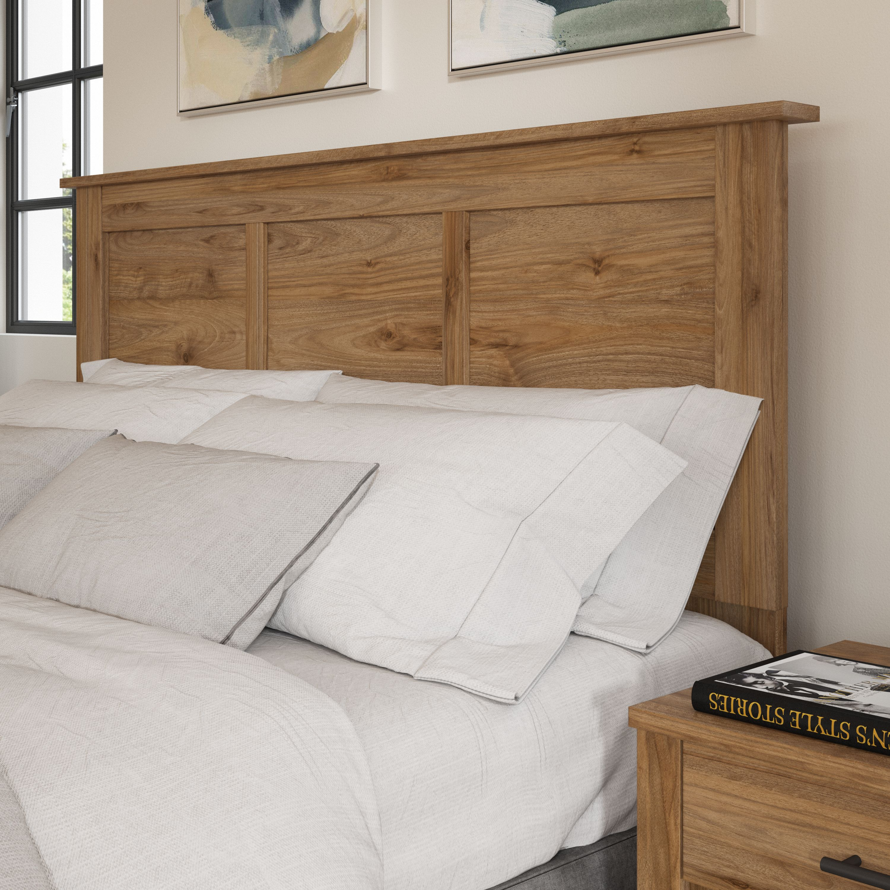 Shop Bush Furniture Somerset Full/Queen Size Headboard 01 STQ165FW #color_fresh walnut