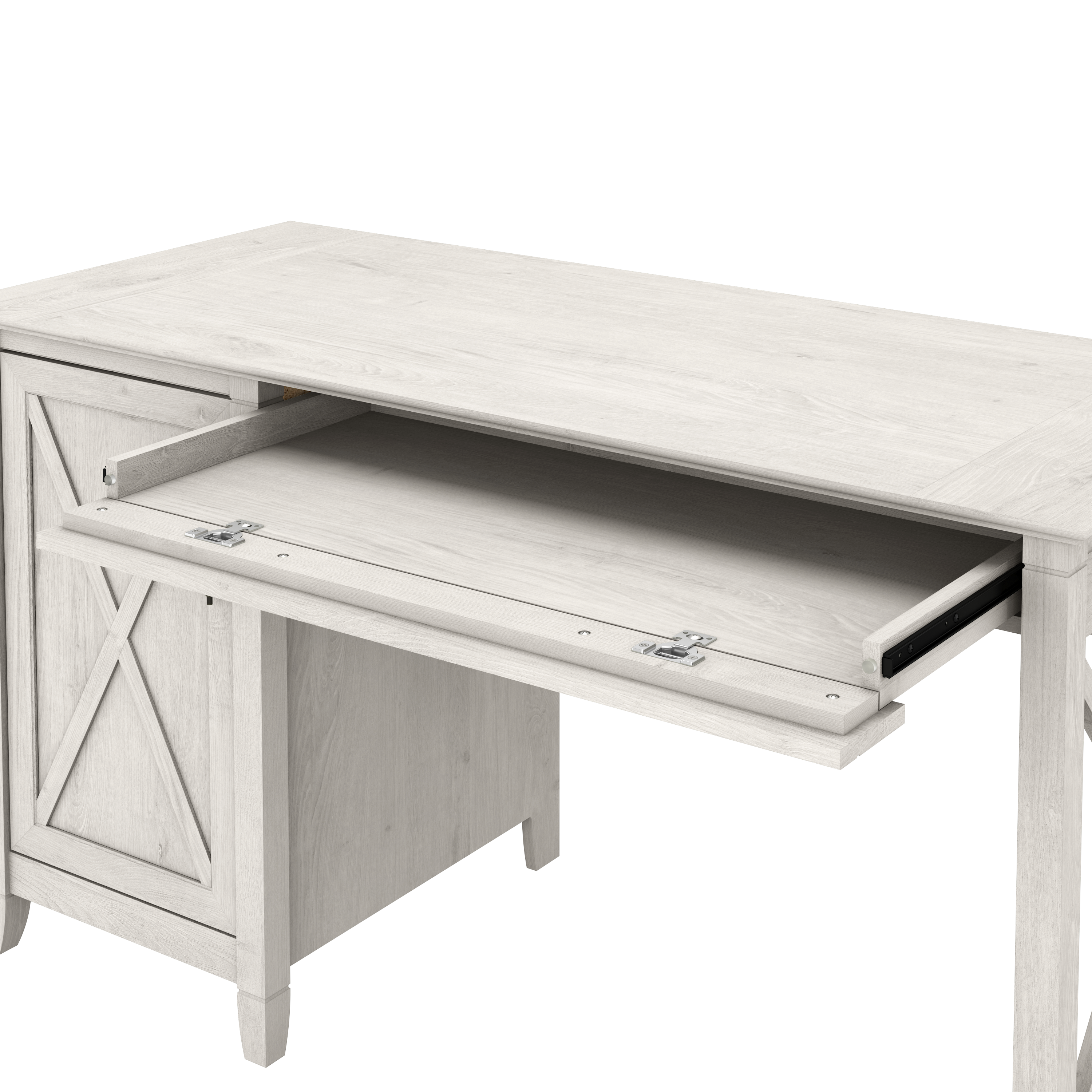 Shop Bush Furniture Key West 54W Computer Desk with Storage and 2 Drawer Lateral File Cabinet 08 KWS008LW #color_linen white oak