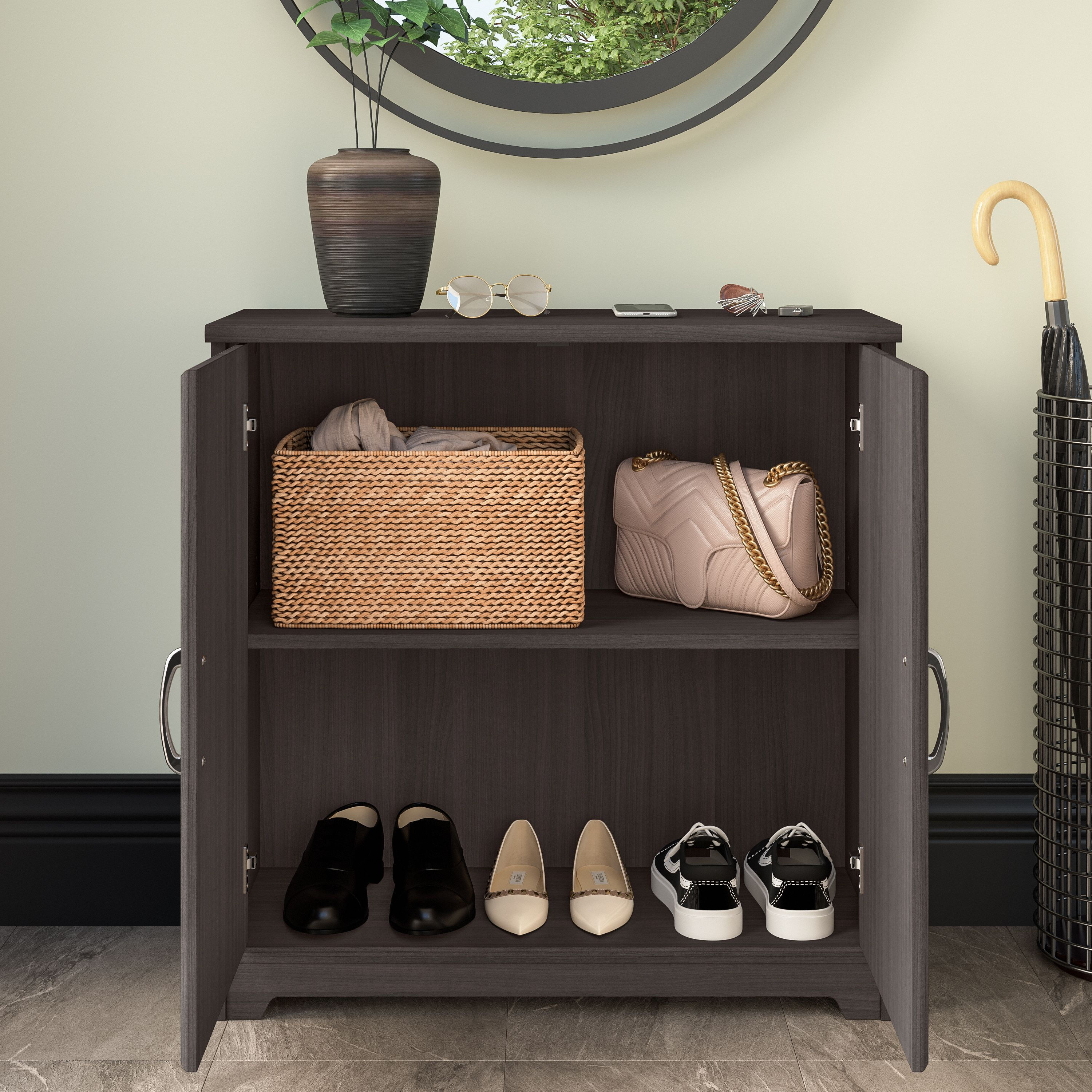 Shop Bush Furniture Cabot Small Entryway Cabinet with Doors 03 WC31798-Z #color_heather gray