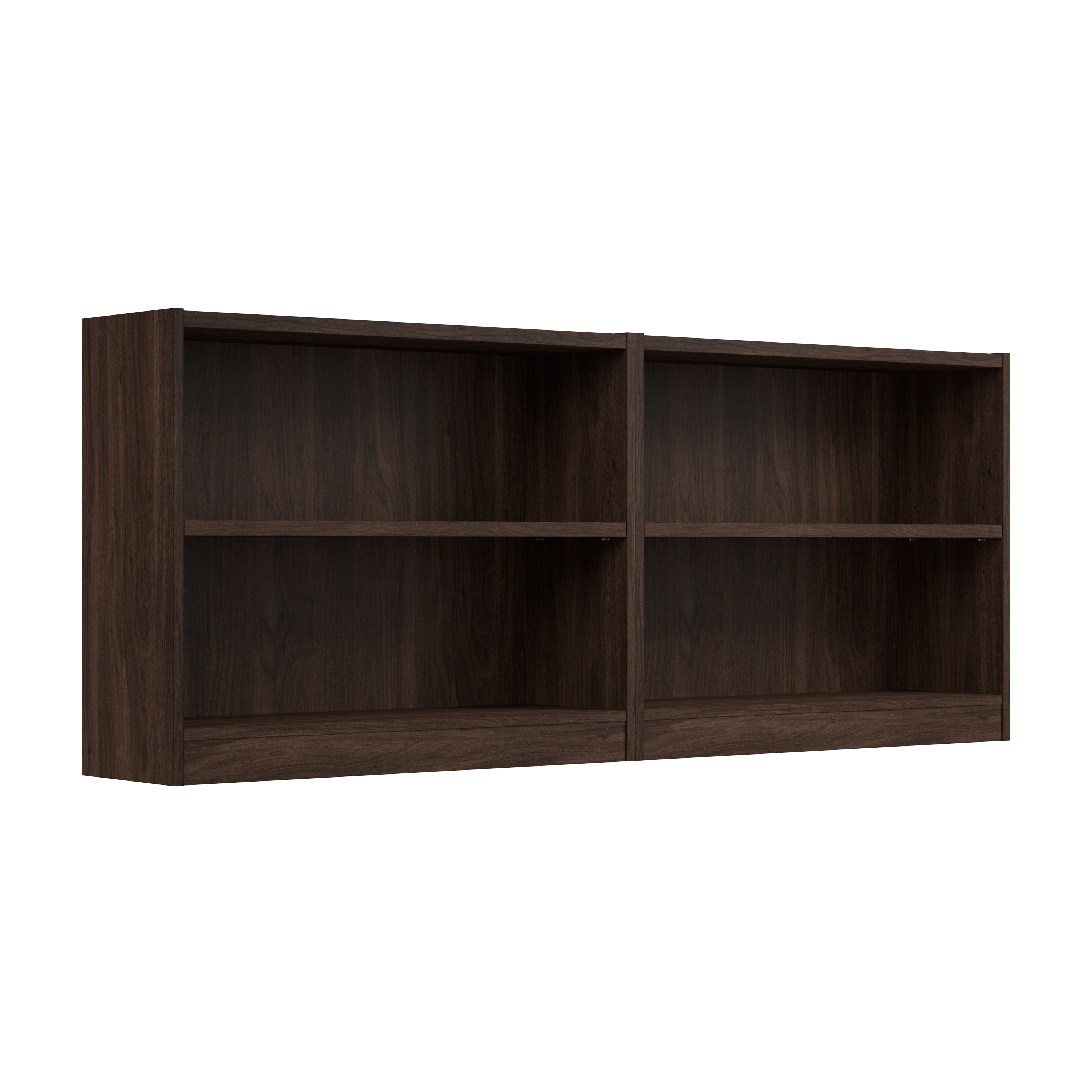 Shop Bush Furniture Universal Small 2 Shelf Bookcase - Set of 2 02 UB001BW #color_black walnut