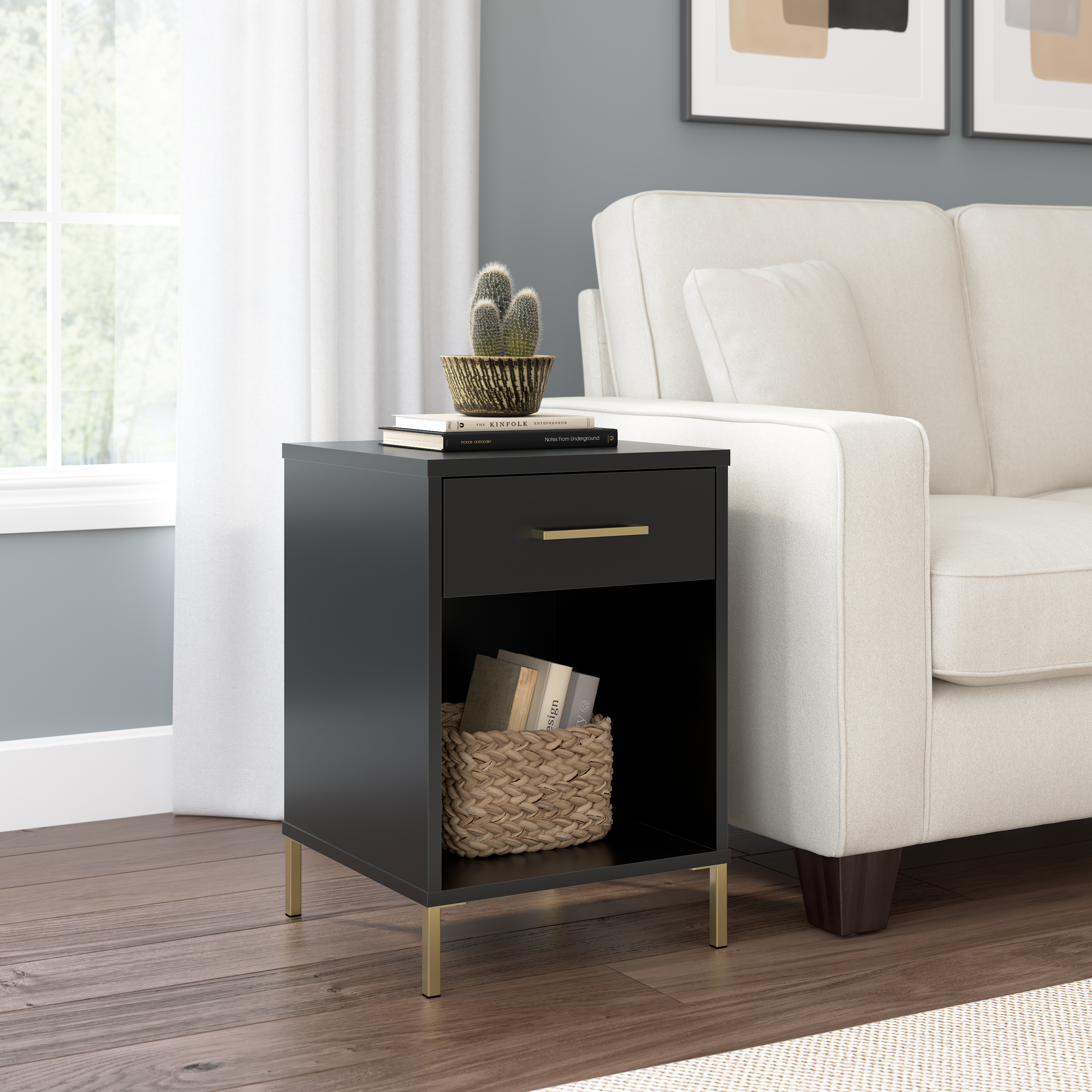 Shop Bush Furniture Soho End Table 01 SHT116BL-Z #color_black stipple