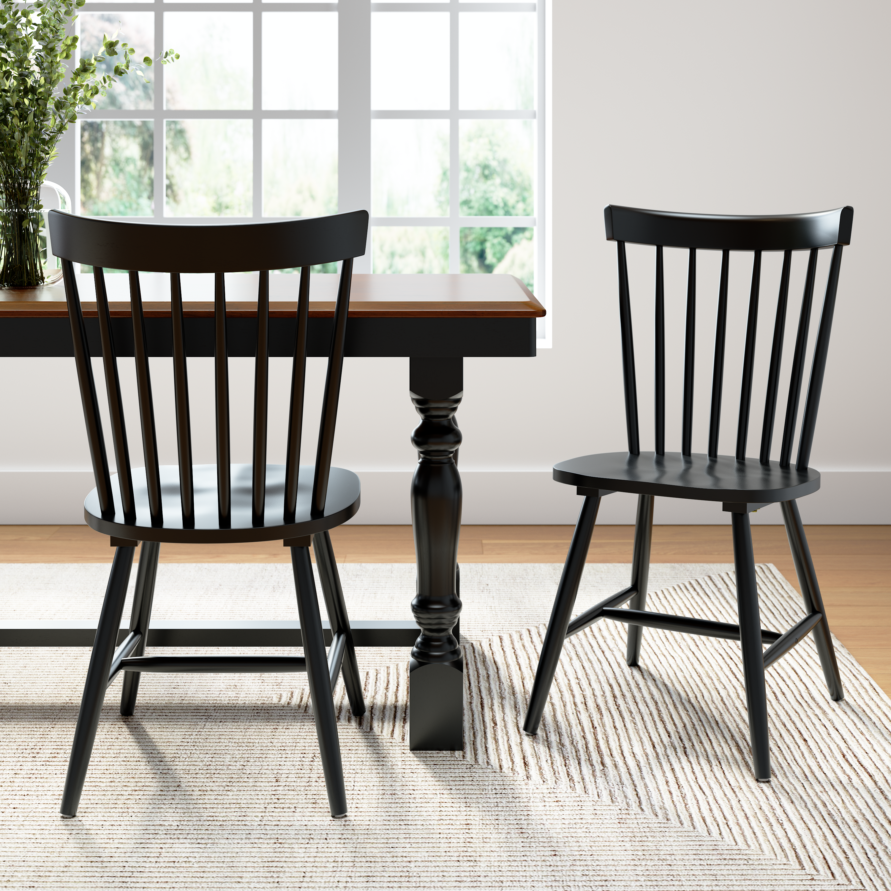 Shop Bush Furniture Windsor High Back Spindle Dining Chairs - Set of 2 01 WDNCH02BLP-03 #color_black paint