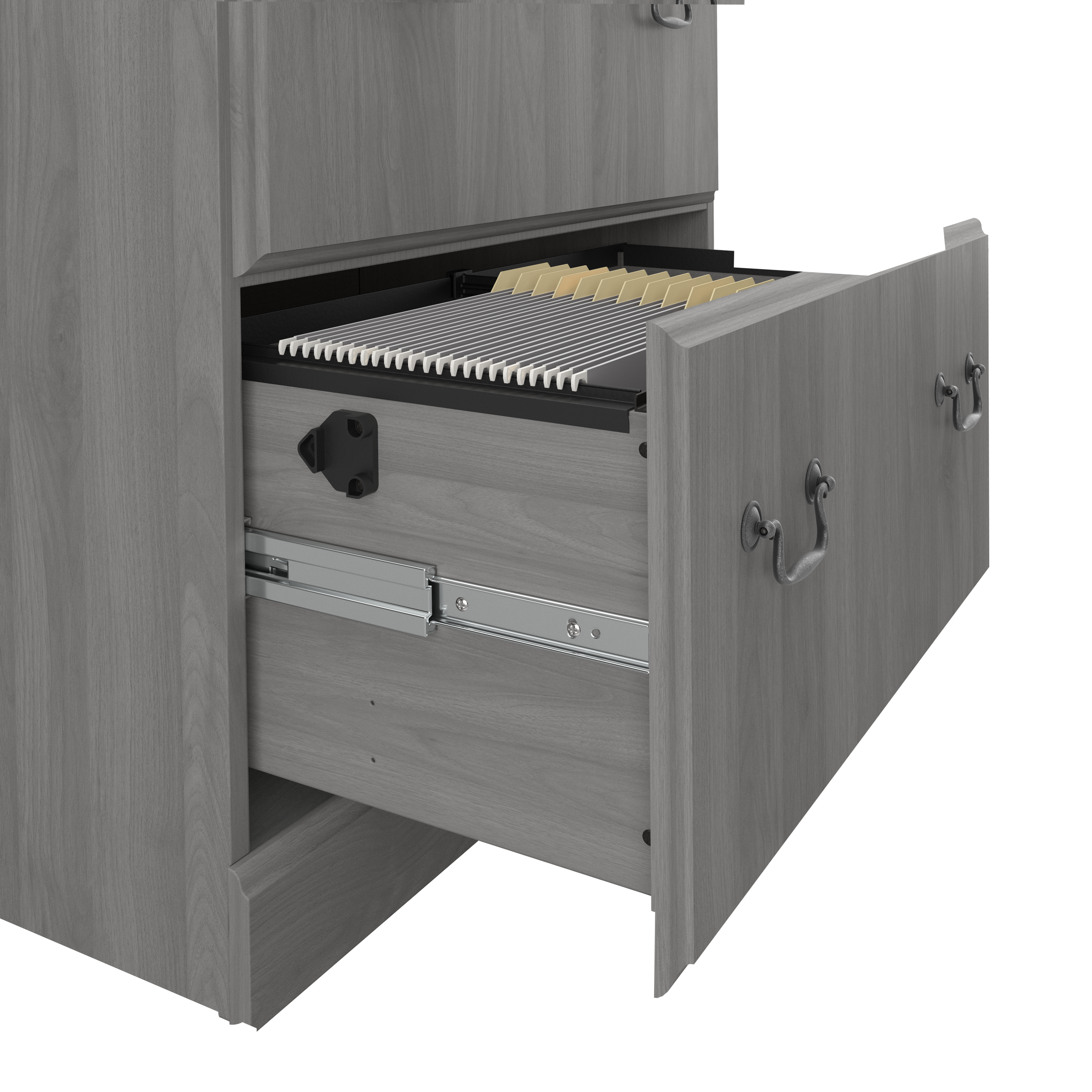 Shop Bush Furniture Saratoga L Shaped Computer Desk with File Cabinet and Bookcase Set 09 SAR002MG #color_modern gray