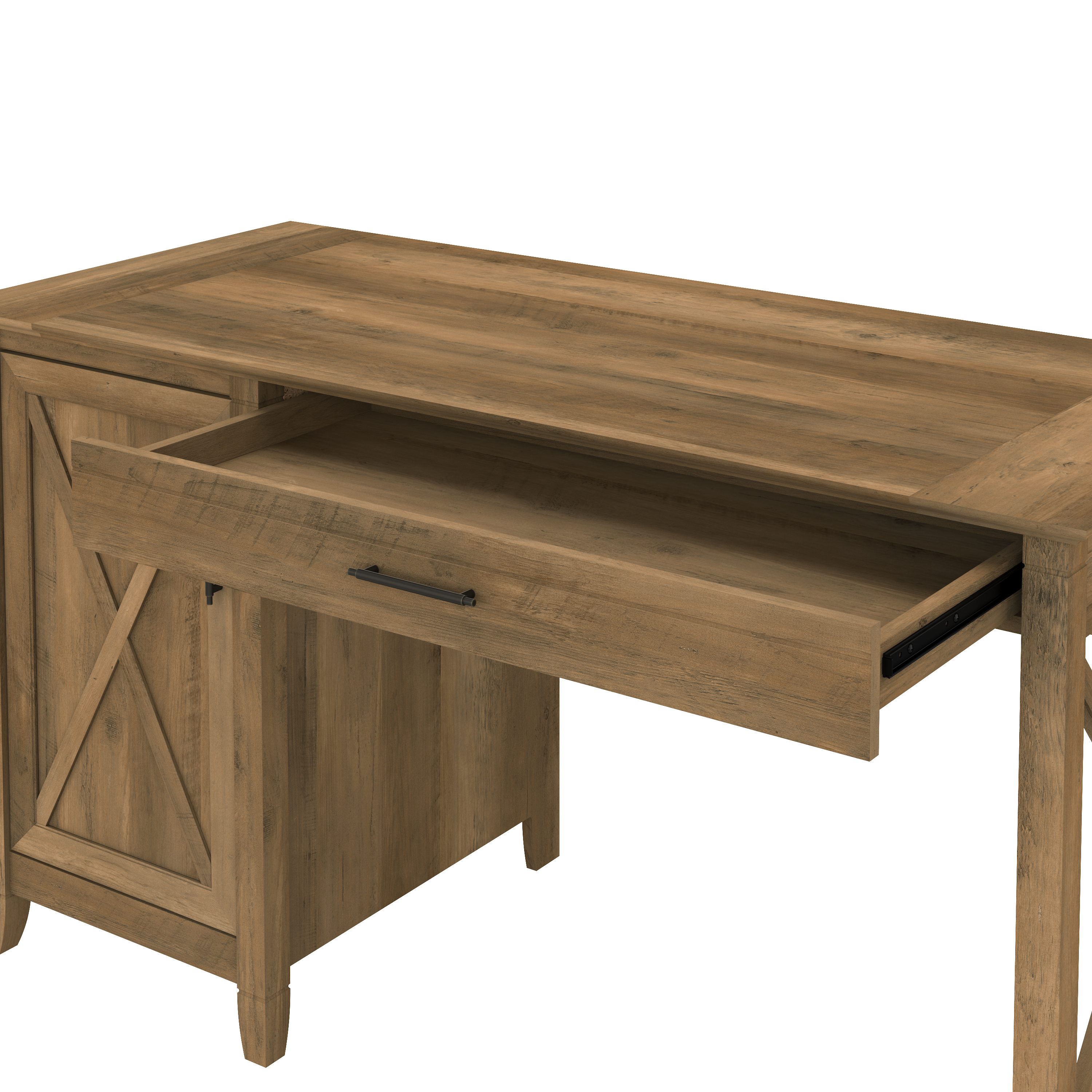 Shop Bush Furniture Key West 54W Computer Desk with 2 Drawer Lateral File Cabinet and 5 Shelf Bookcase 07 KWS009RCP #color_reclaimed pine