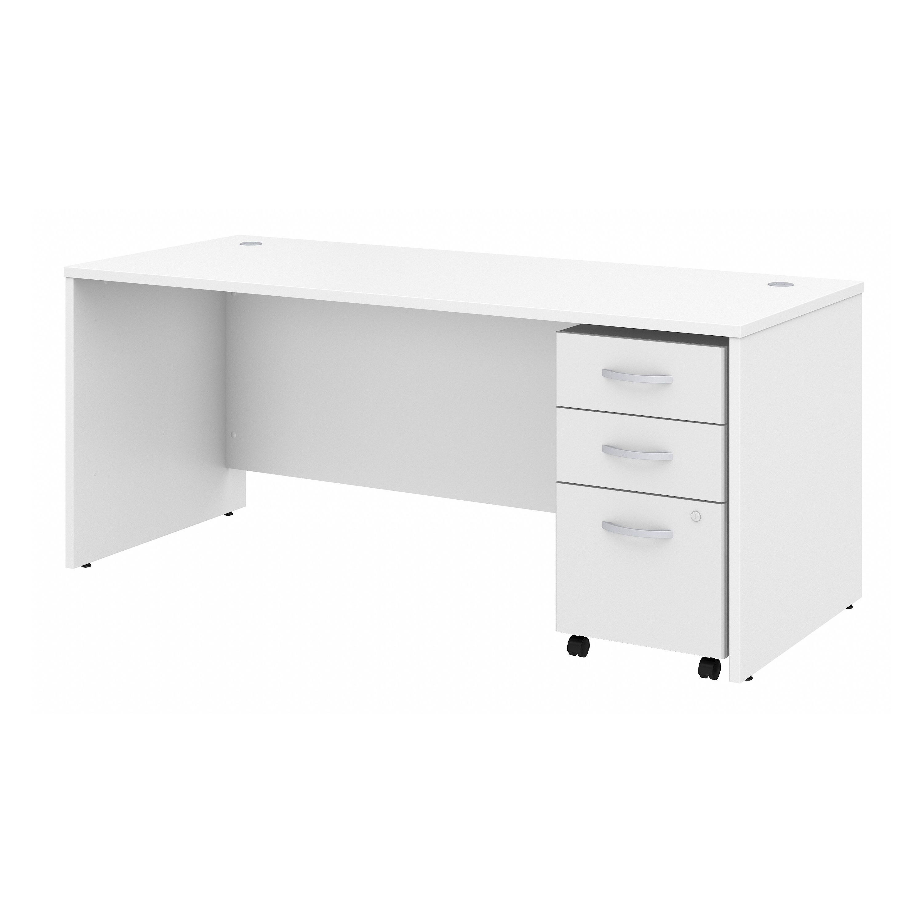 Shop Bush Business Furniture Studio C 72W x 30D Office Desk with Mobile File Cabinet 02 STC013WHSU #color_white