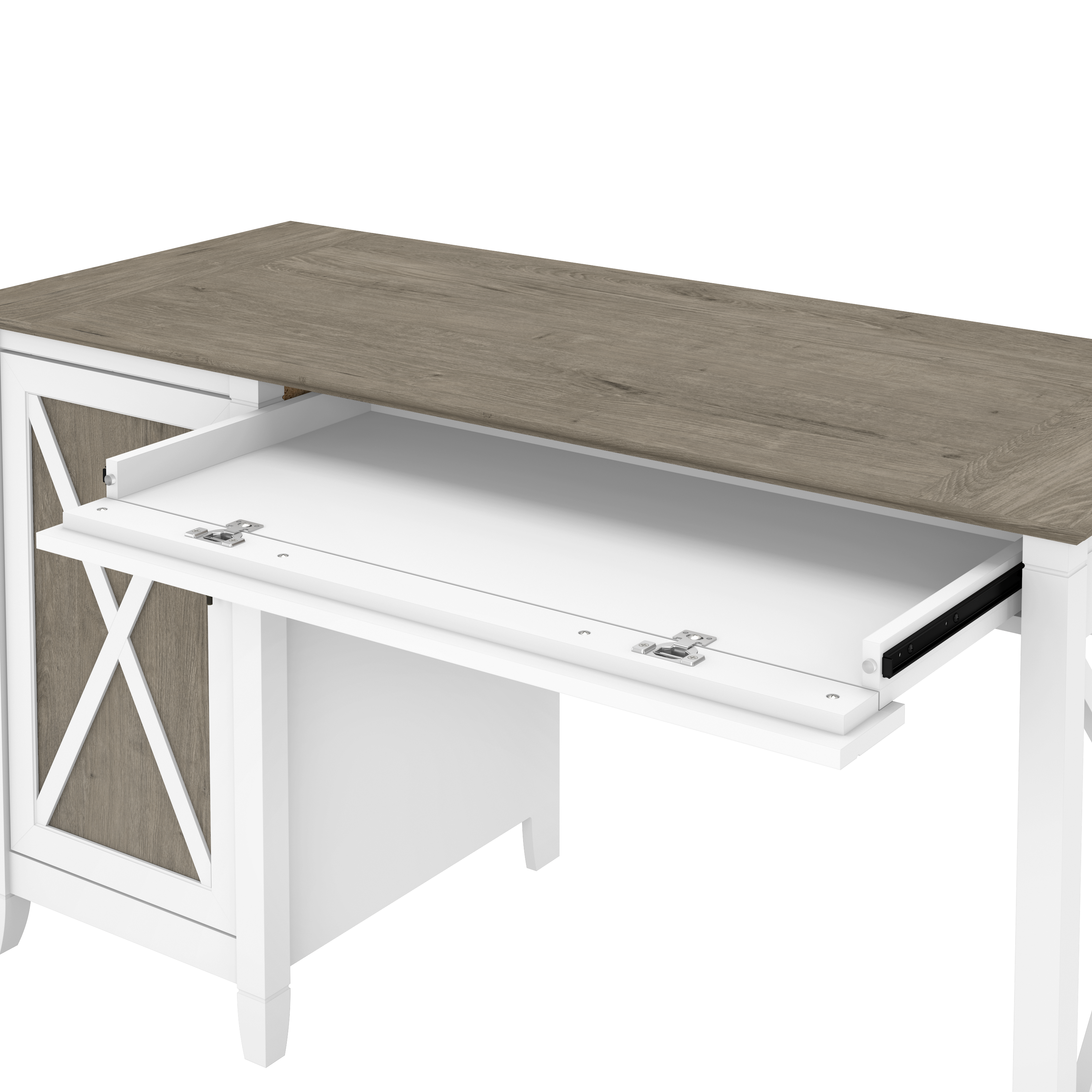 Shop Bush Furniture Key West 54W Computer Desk with Keyboard Tray and Storage 08 KWD154G2W-03 #color_shiplap gray/pure white