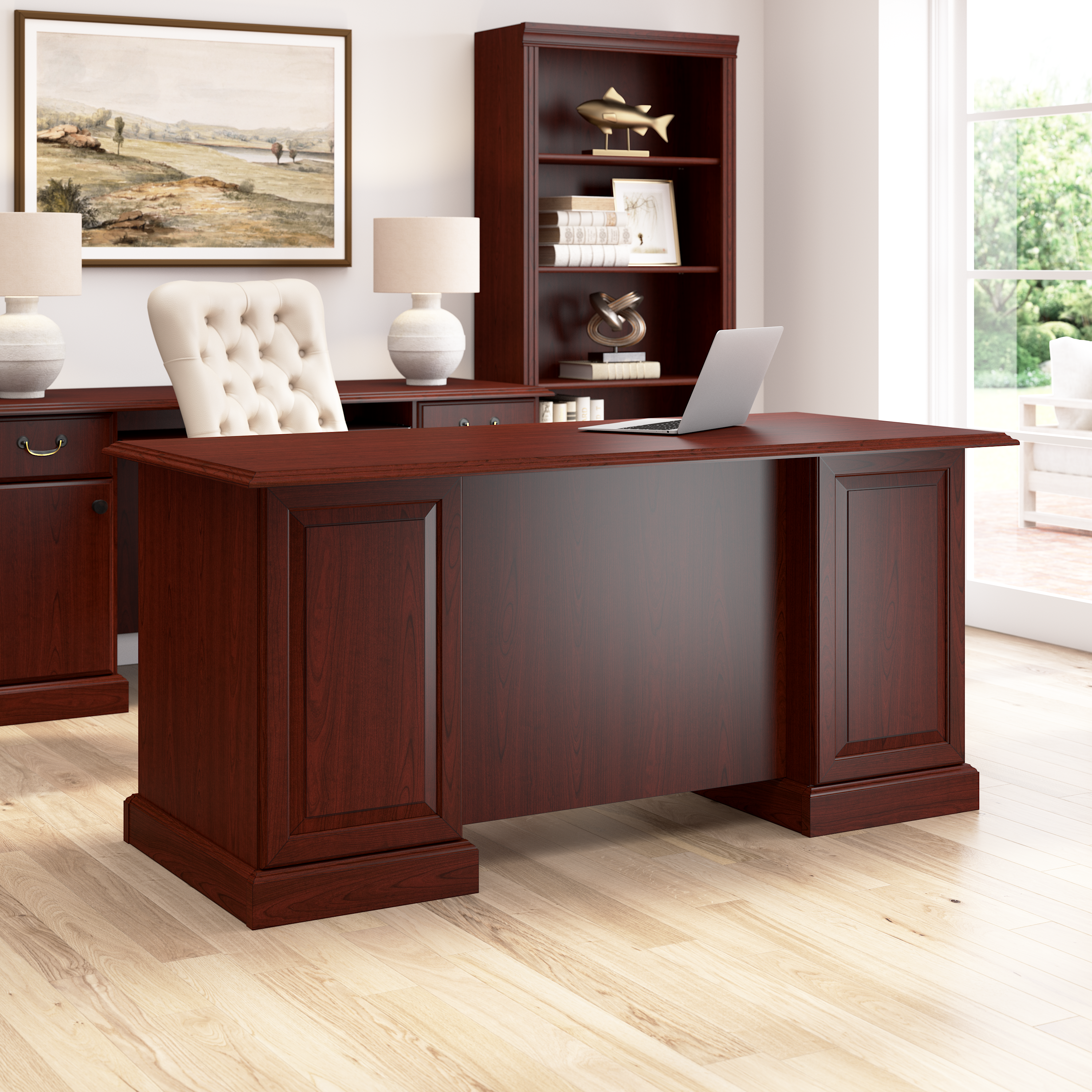 Shop Bush Business Furniture Arlington Executive Desk with Drawers 03 WC65566-03K #color_harvest cherry