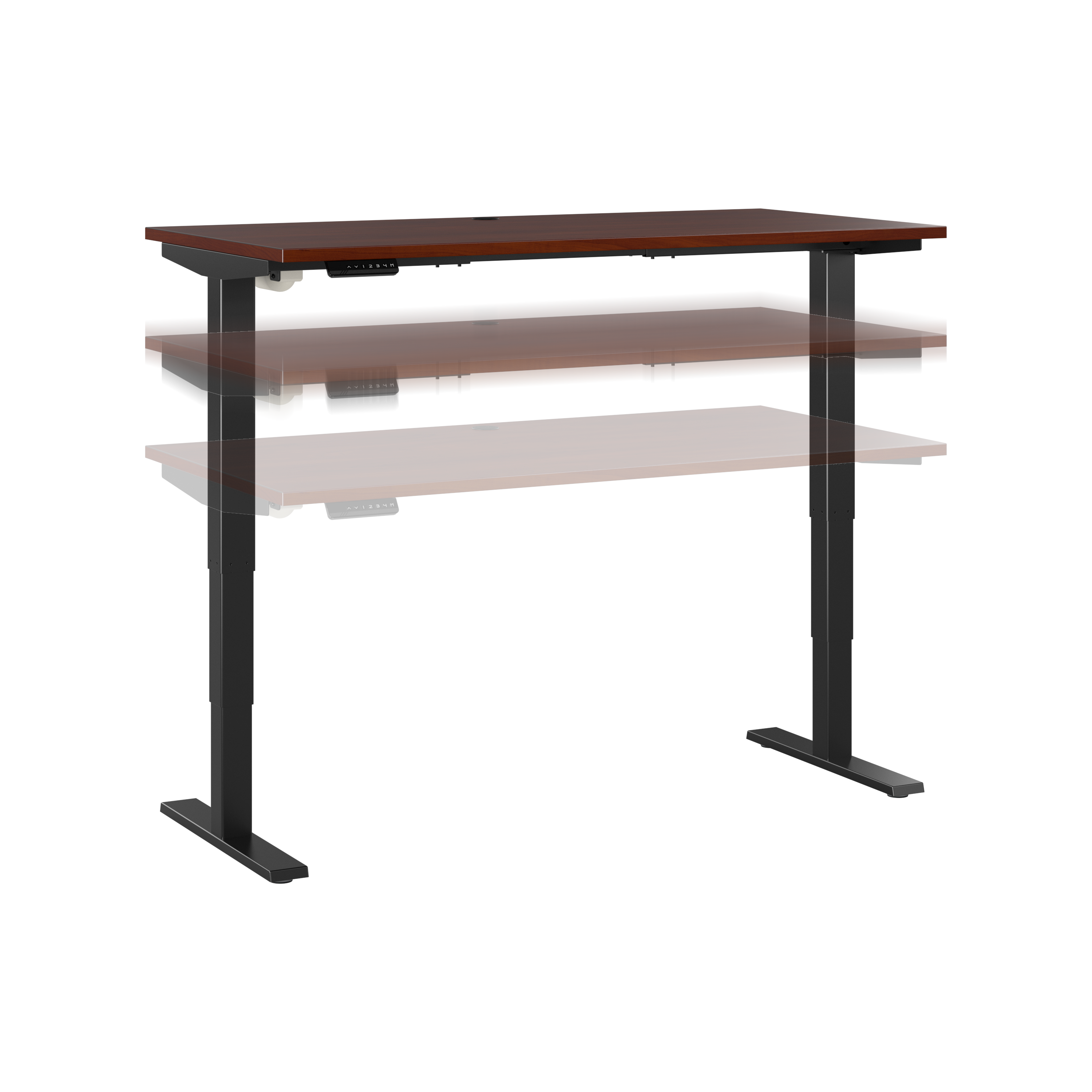 Shop Move 40 Series by Bush Business Furniture 60W x 30D Electric Height Adjustable Standing Desk 02 M4S6030HCBK #color_hansen cherry/black powder coat