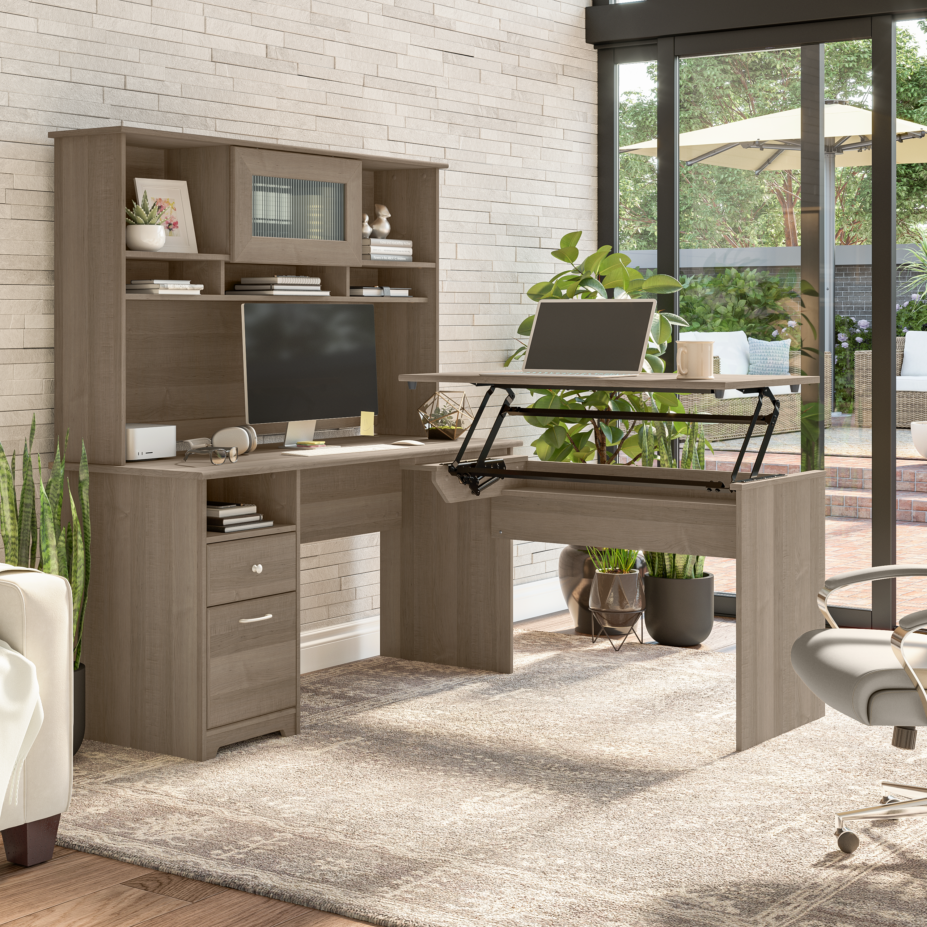 Shop Bush Furniture Cabot 60W Desk Hutch 05 WC31231 #color_ash gray