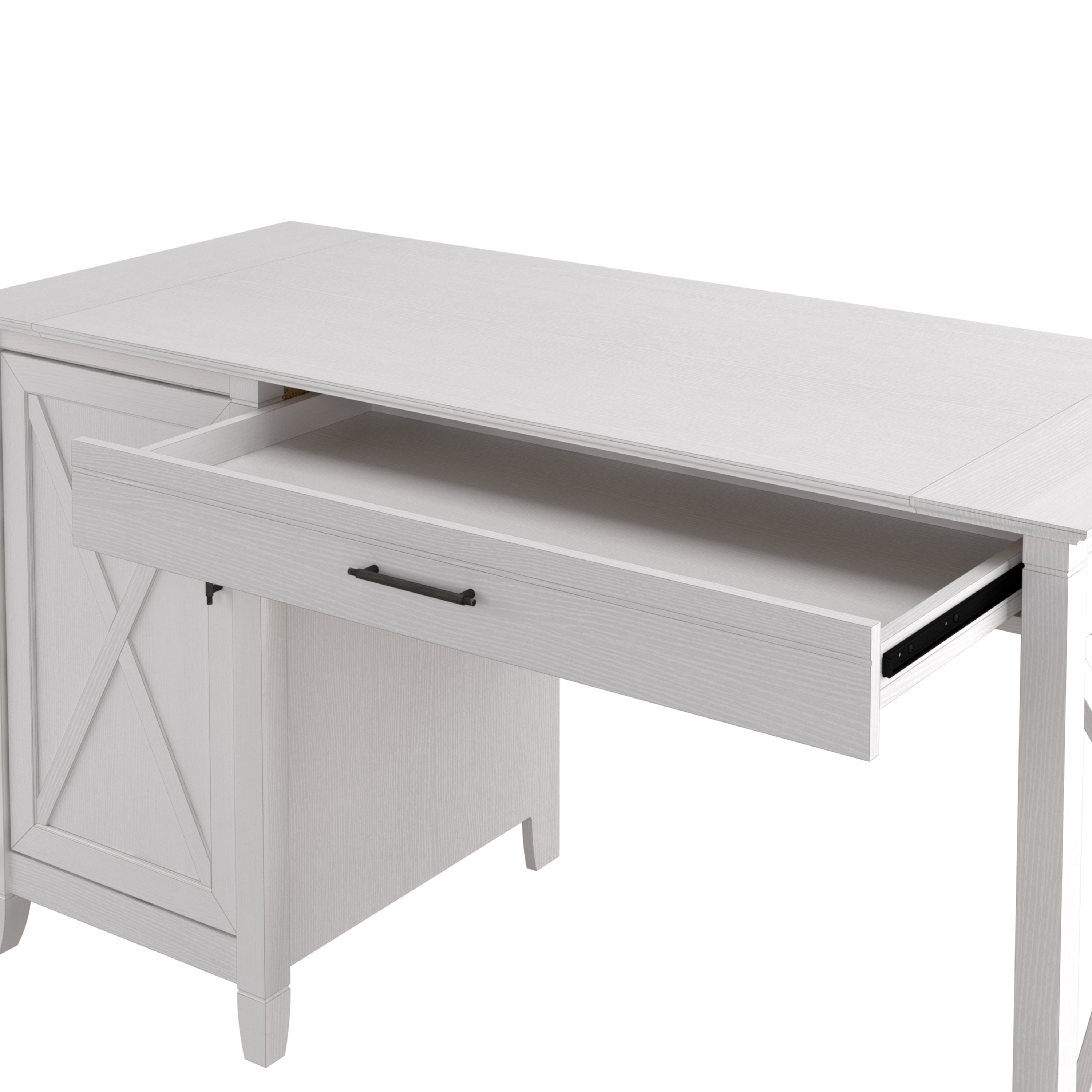 Shop Bush Furniture Key West 54W Computer Desk with Storage and 2 Drawer Lateral File Cabinet 07 KWS008WT #color_pure white oak