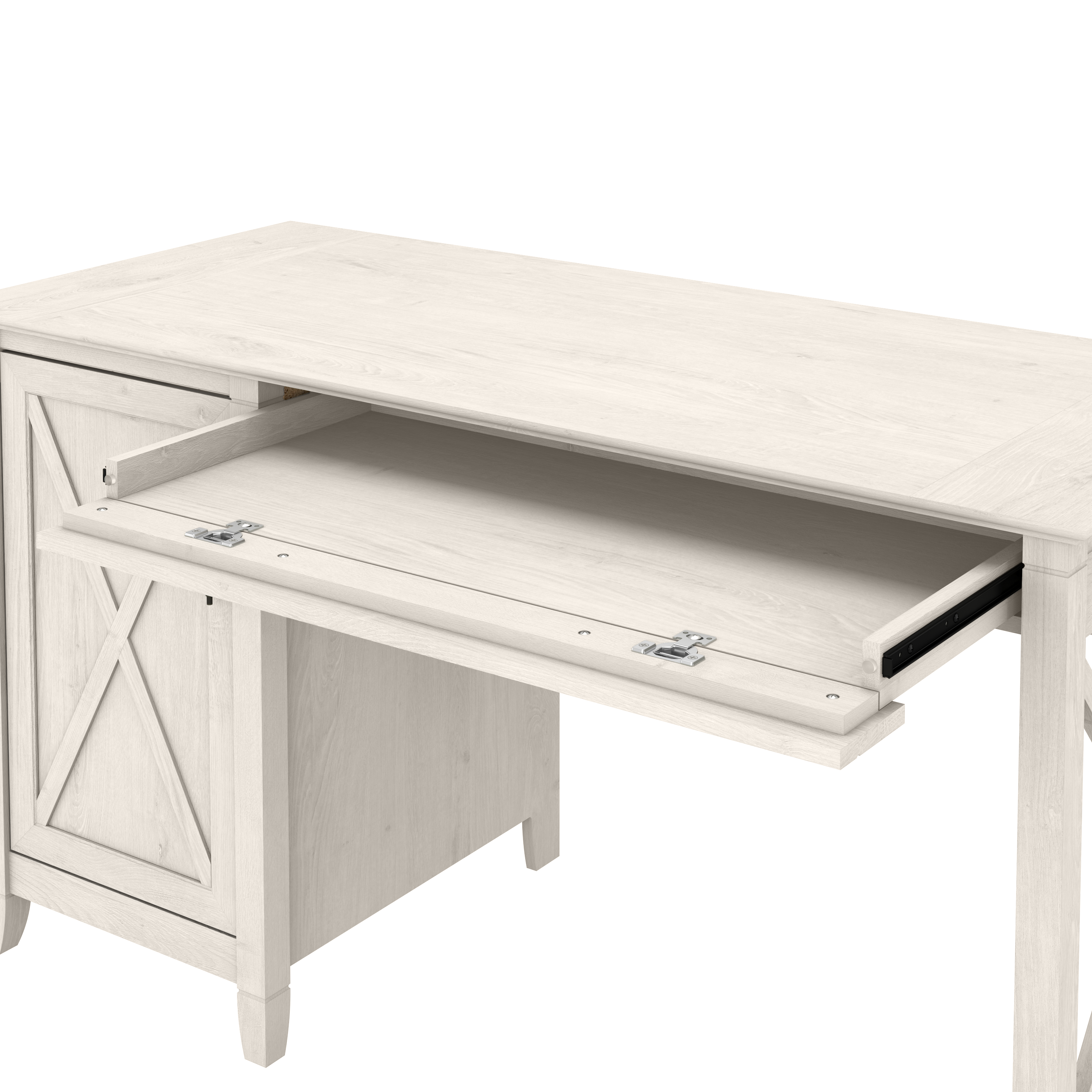 Shop Bush Furniture Key West 54W Computer Desk with Keyboard Tray and Storage 08 KWD154LW-03 #color_linen white oak