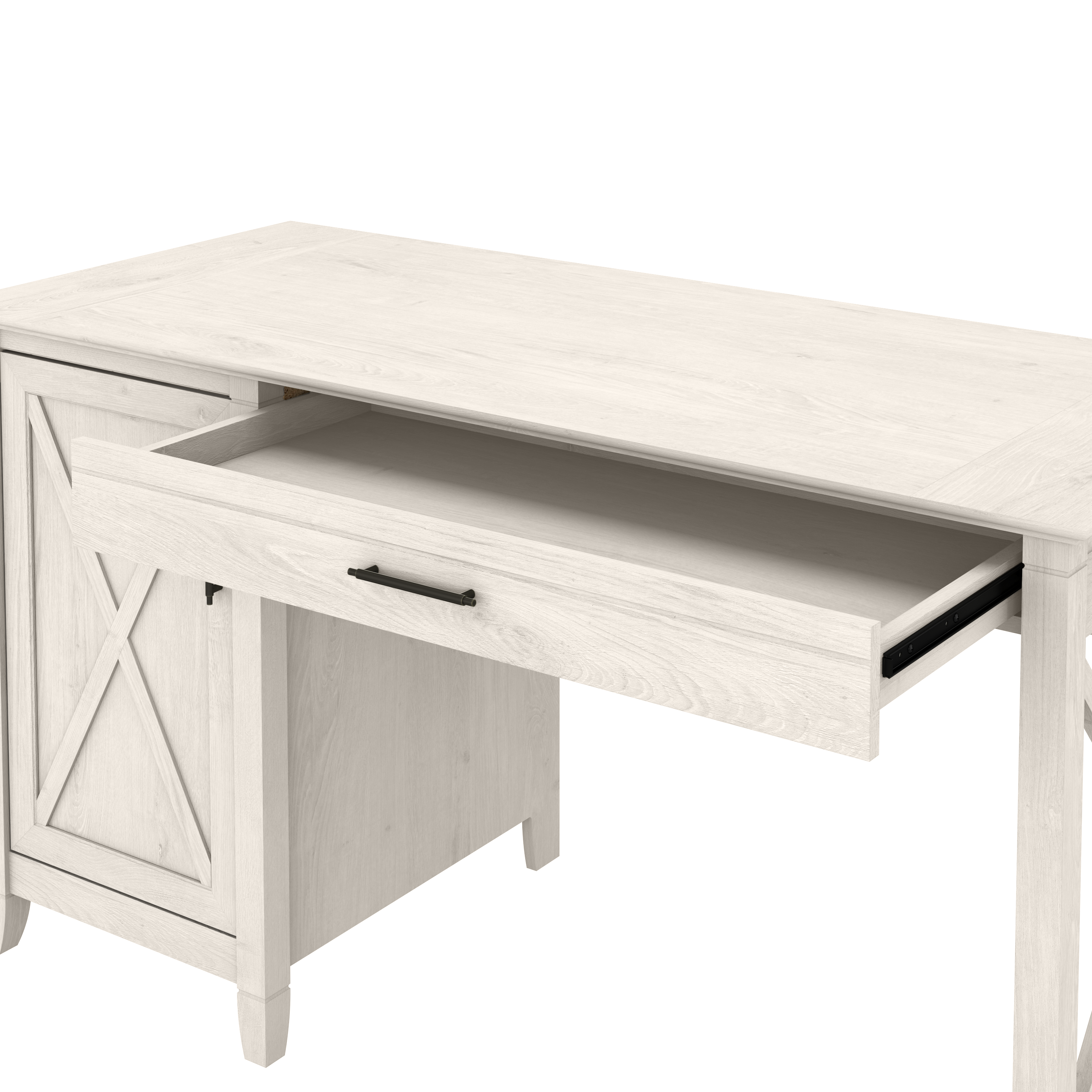 Shop Bush Furniture Key West 54W Computer Desk with Keyboard Tray and Storage 07 KWD154LW-03 #color_linen white oak